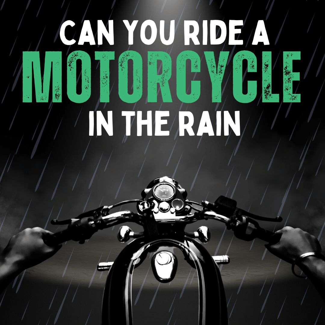 Motorbike handle riden by someone in the rain