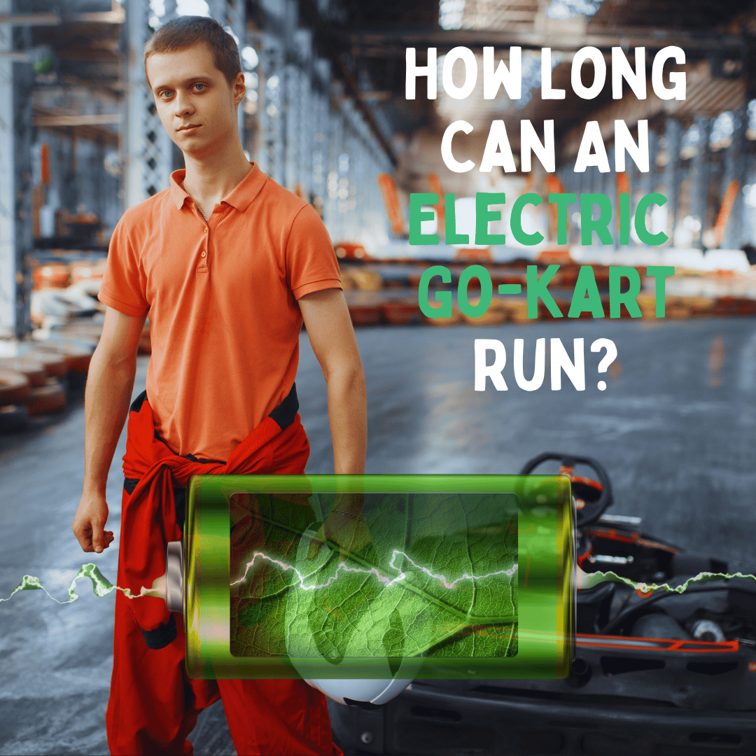 A karter standing next to his go kart