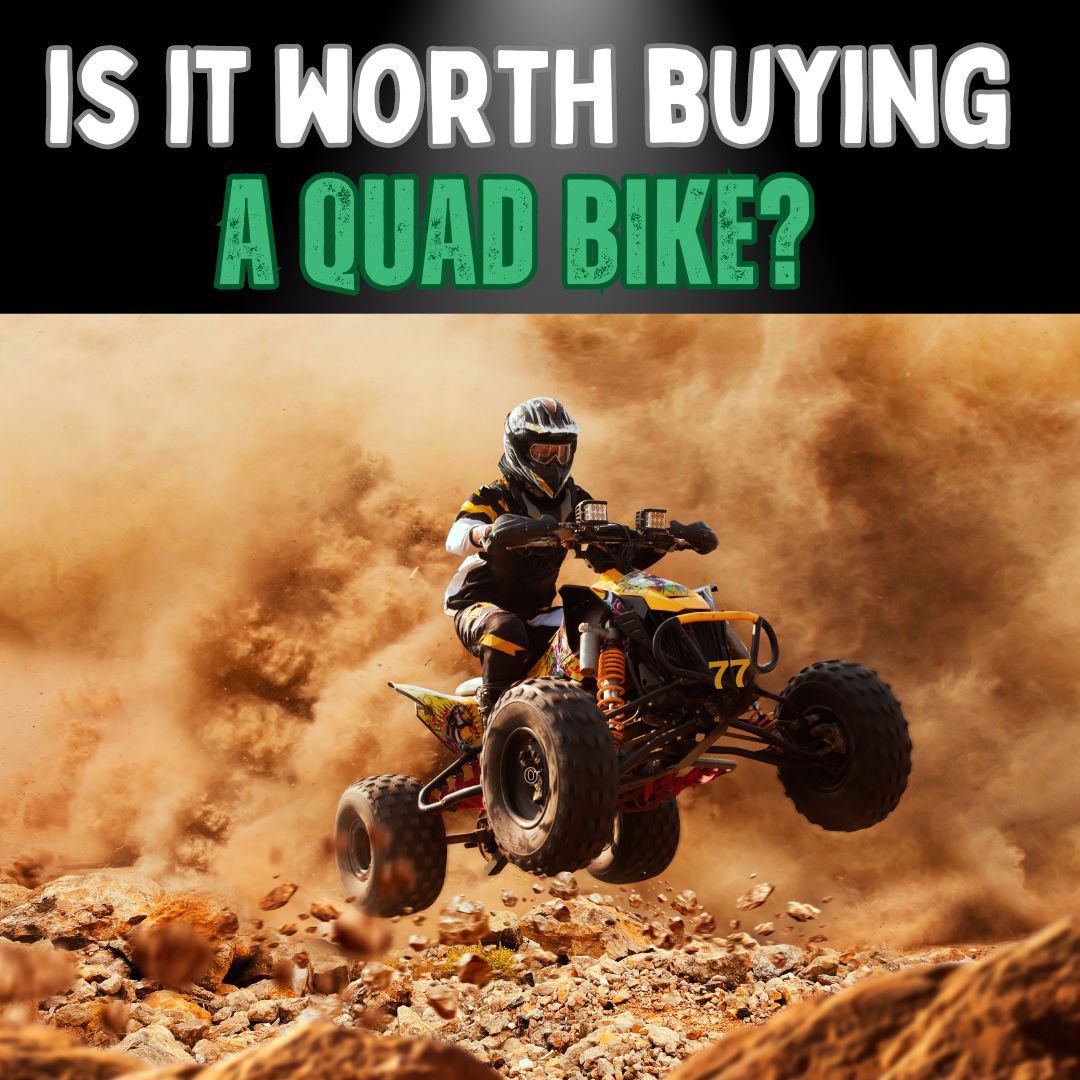 A person riding a quad bike in the desert