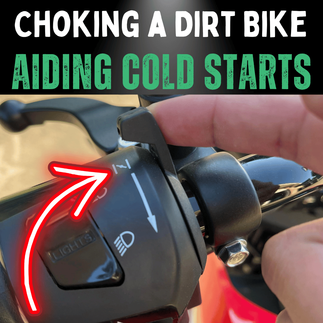A finger about to adjust a motorbike choke