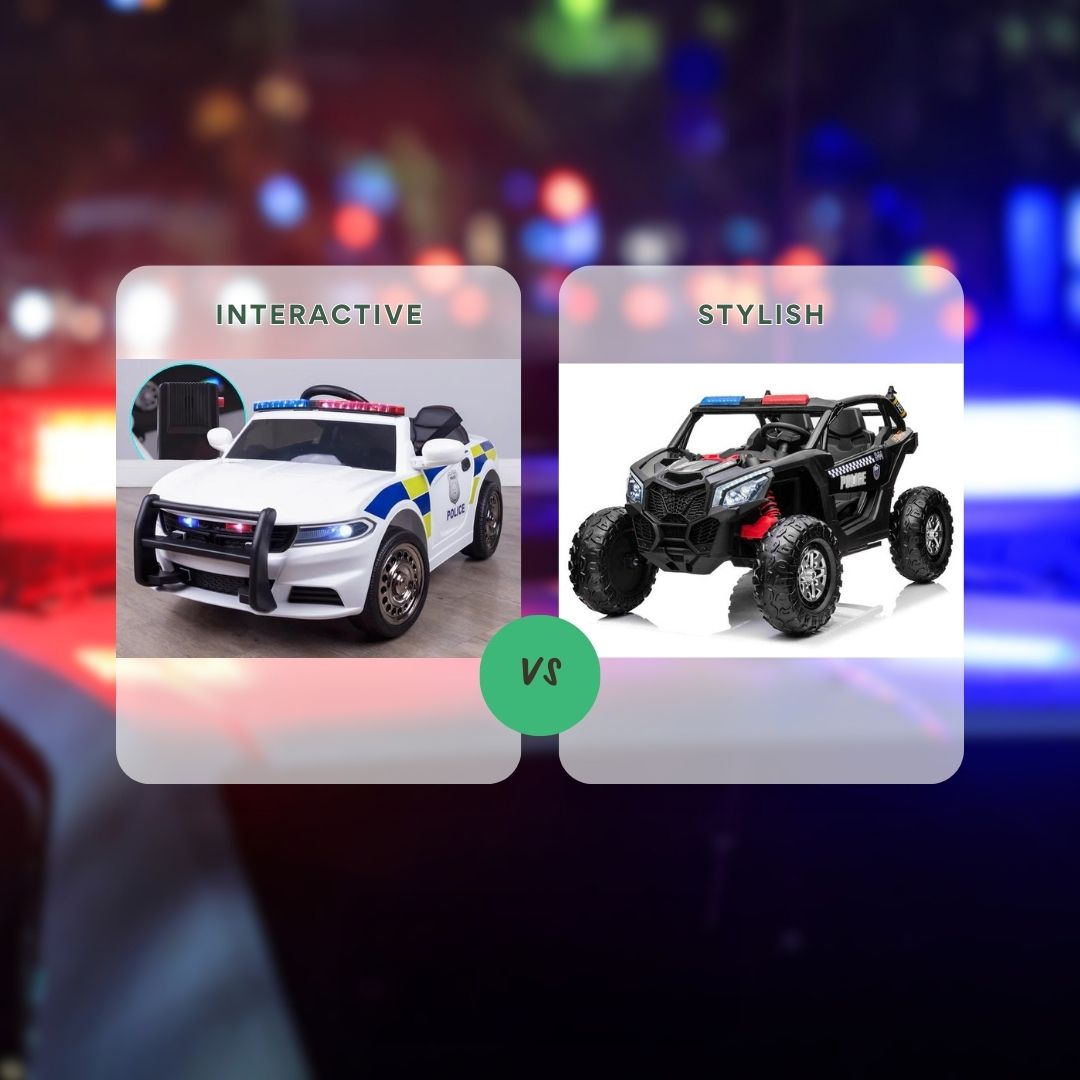 What Is The Difference Between The RiiRoo Police Pursuit Ride-On Car and the RiiRoo 24V Battery Electric Police UTV Buggy?