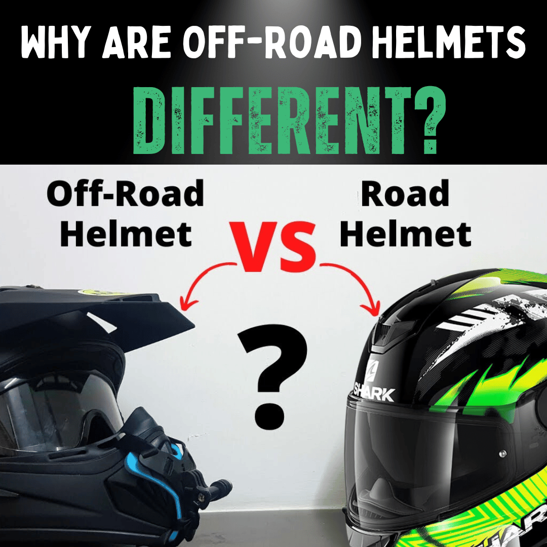 An image showing the difference between an off-road helmet and a road helmet