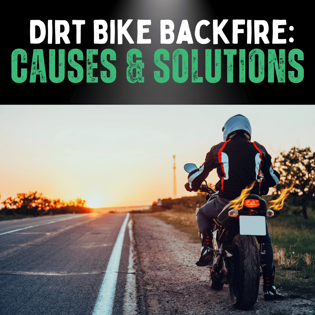 A motorbike backfiring and rider sat at the side of the road