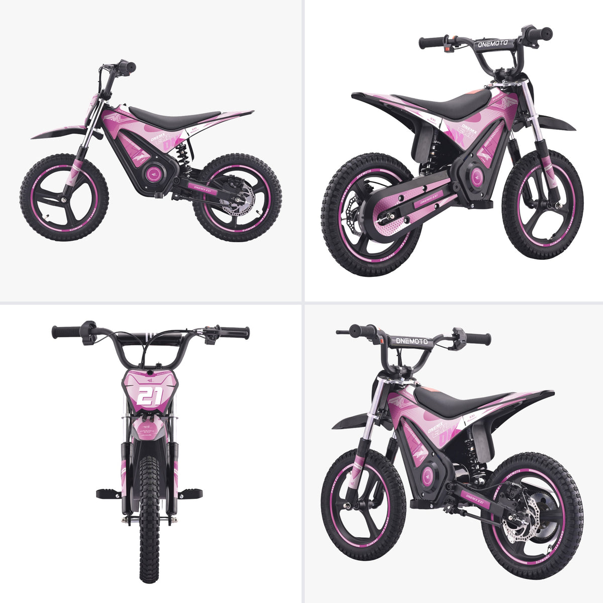 06-onemx-ex1-14-inch-kids-electric-pit-bike-pink-all-angles.jpg