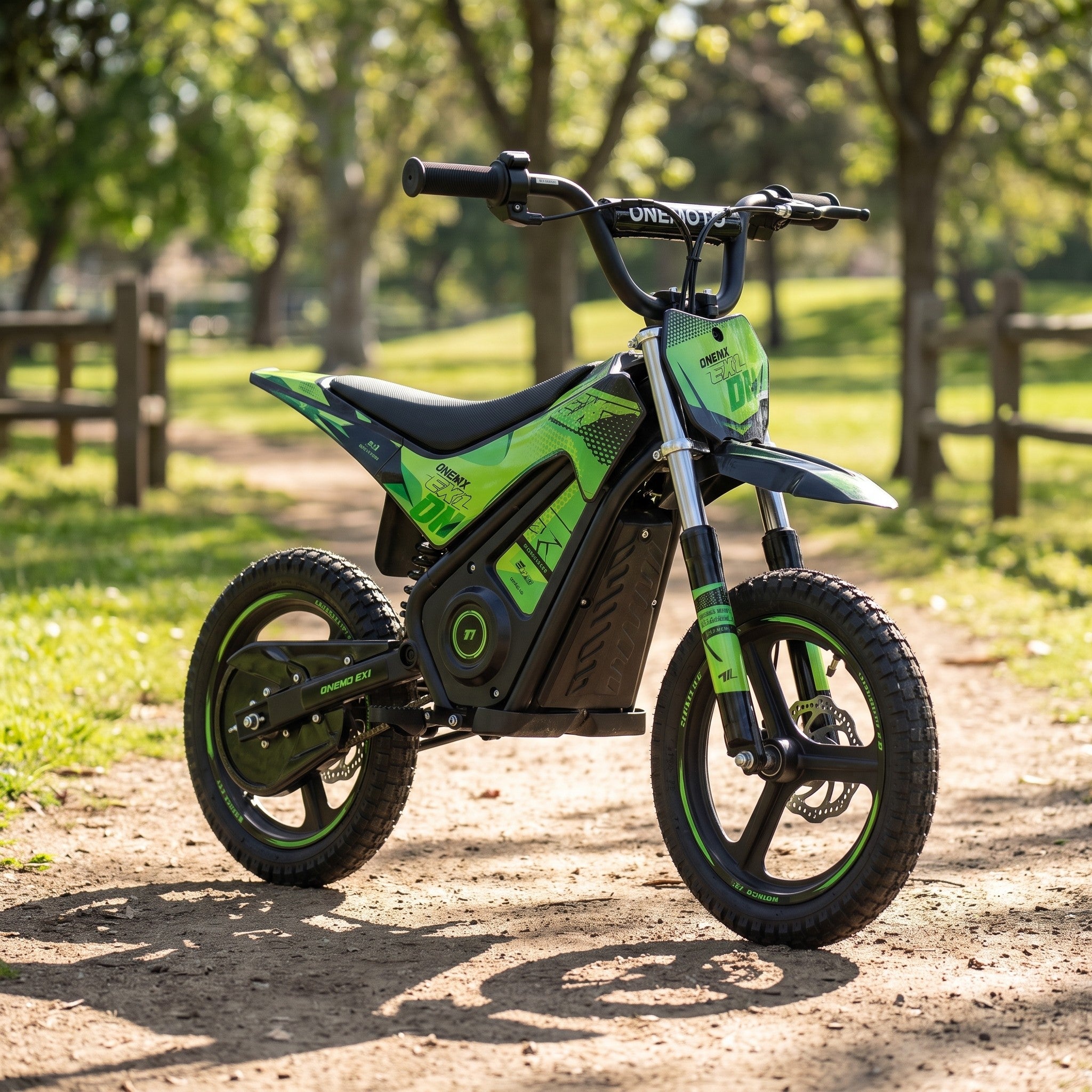 07-onemx-ex1-14-inch-kids-electric-pit-bike-green-garden-lifestyle.jpg