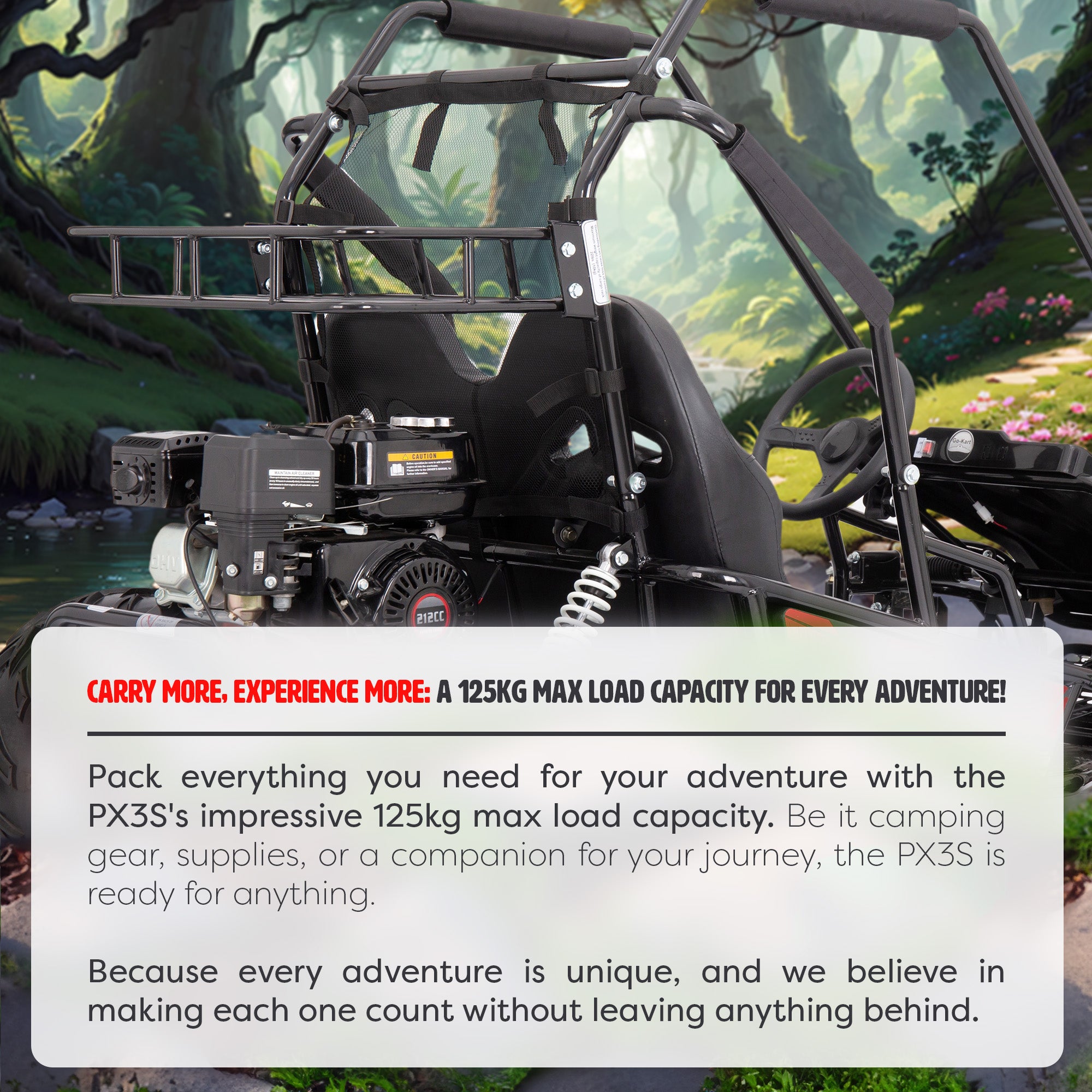 212cc 4-Stroke Kids 2 Seater Petrol UTV Buggy - Storage & Roll Cage | OneUTV™ PX3S