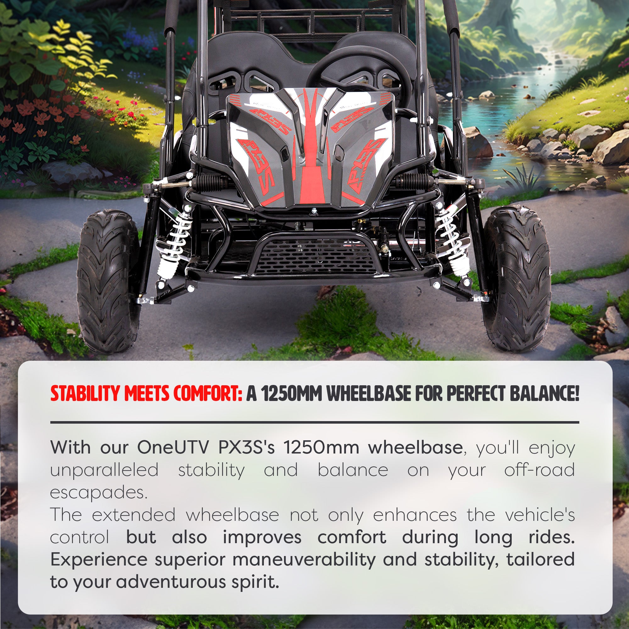 212cc 4-Stroke Kids 2 Seater Petrol UTV Buggy - Storage & Roll Cage | OneUTV™ PX3S