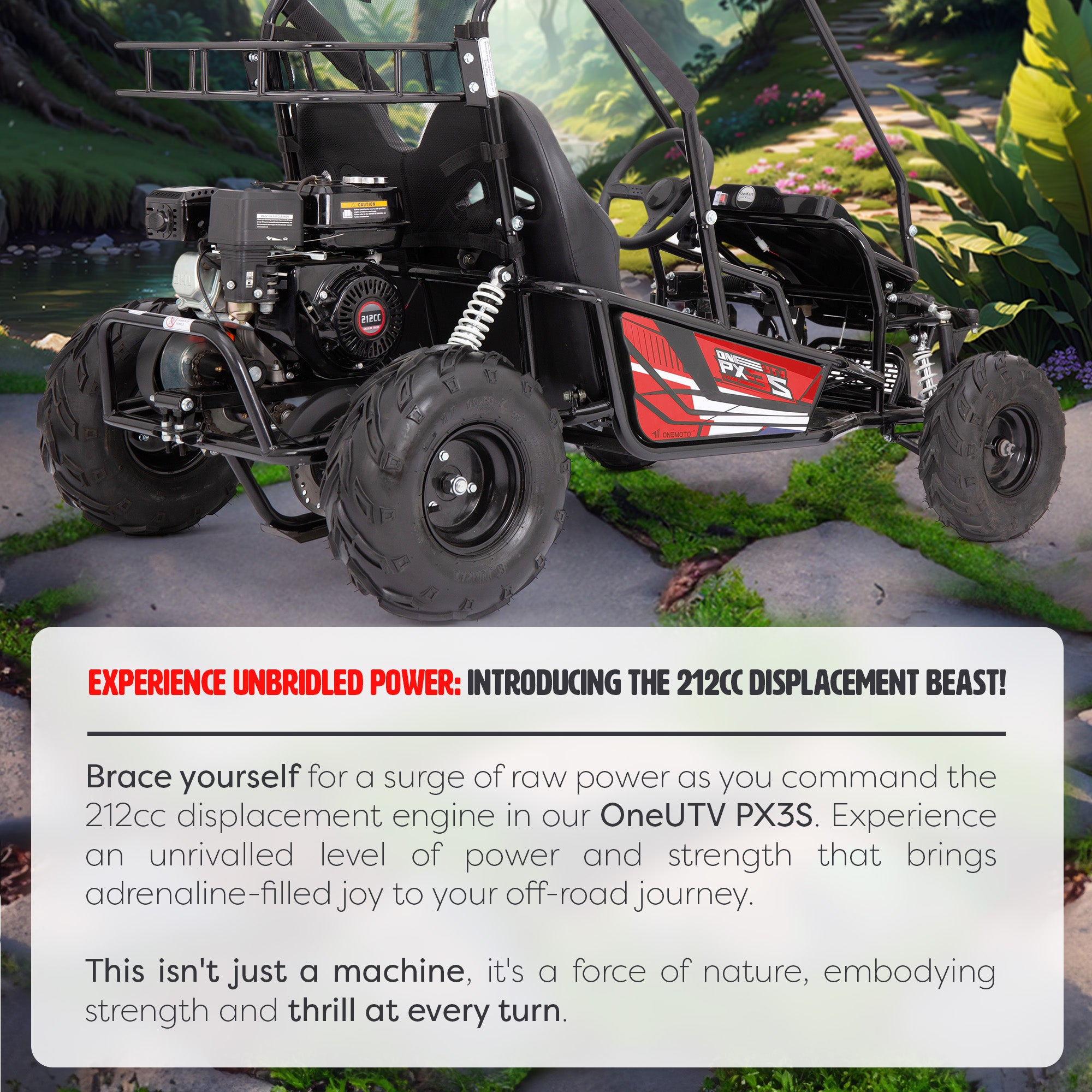 212cc 4-Stroke Kids 2 Seater Petrol UTV Buggy - Storage & Roll Cage | OneUTV™ PX3S