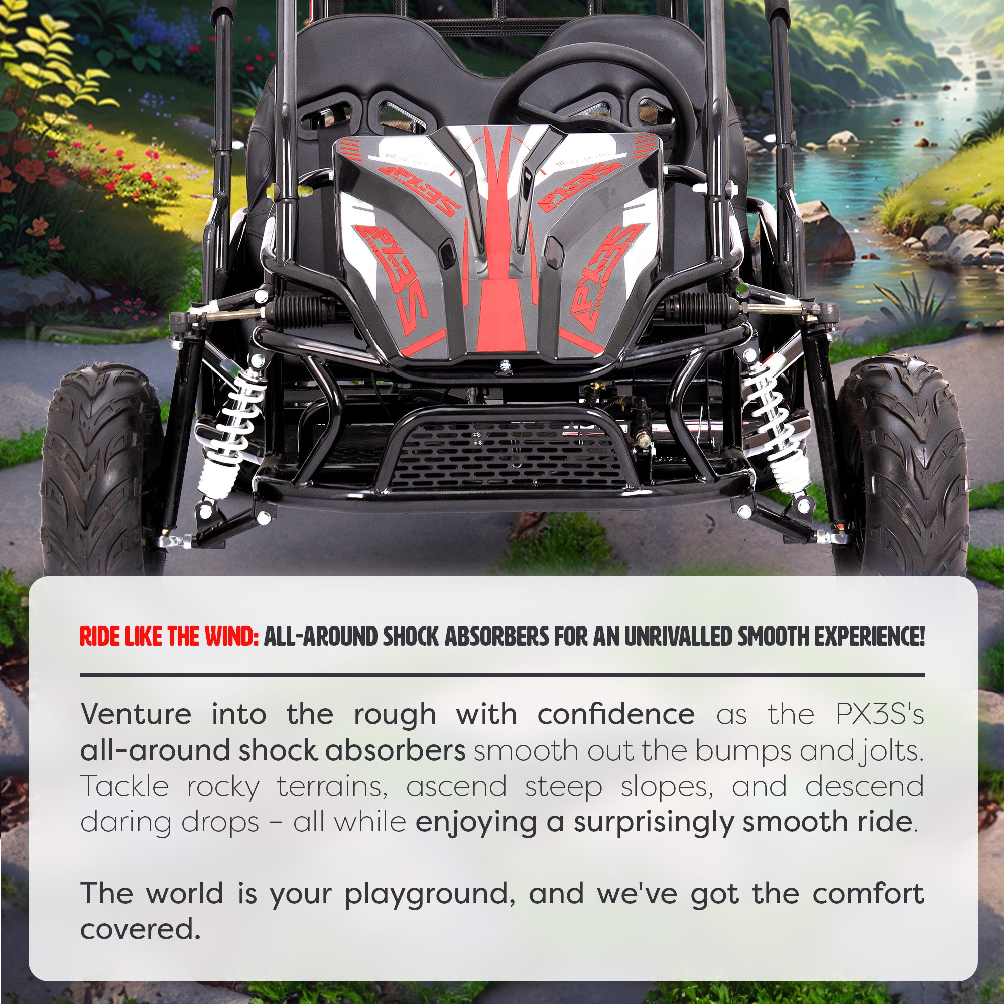 212cc 4-Stroke Kids 2 Seater Petrol UTV Buggy - Storage & Roll Cage | OneUTV™ PX3S