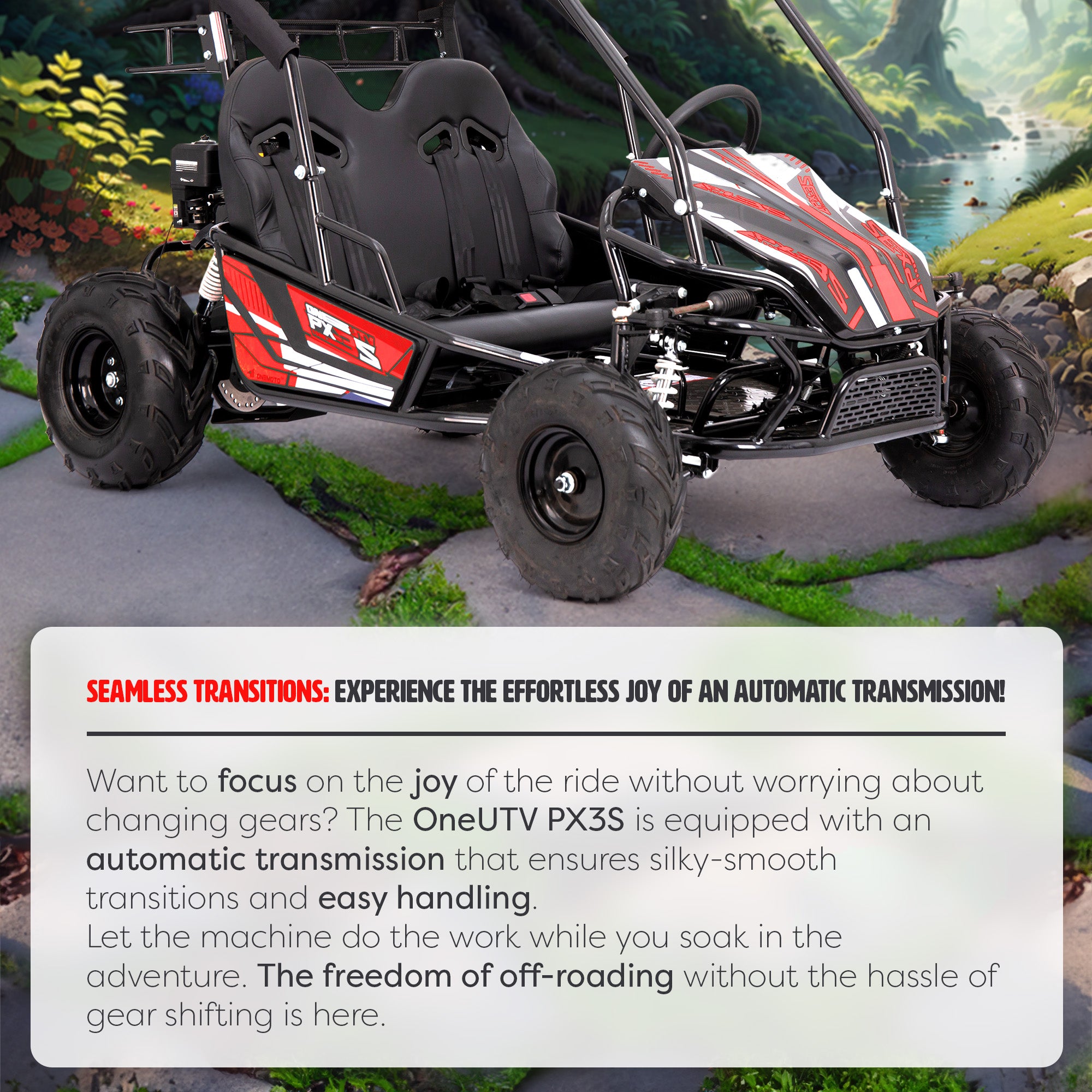 212cc 4-Stroke Kids 2 Seater Petrol UTV Buggy - Storage & Roll Cage | OneUTV™ PX3S
