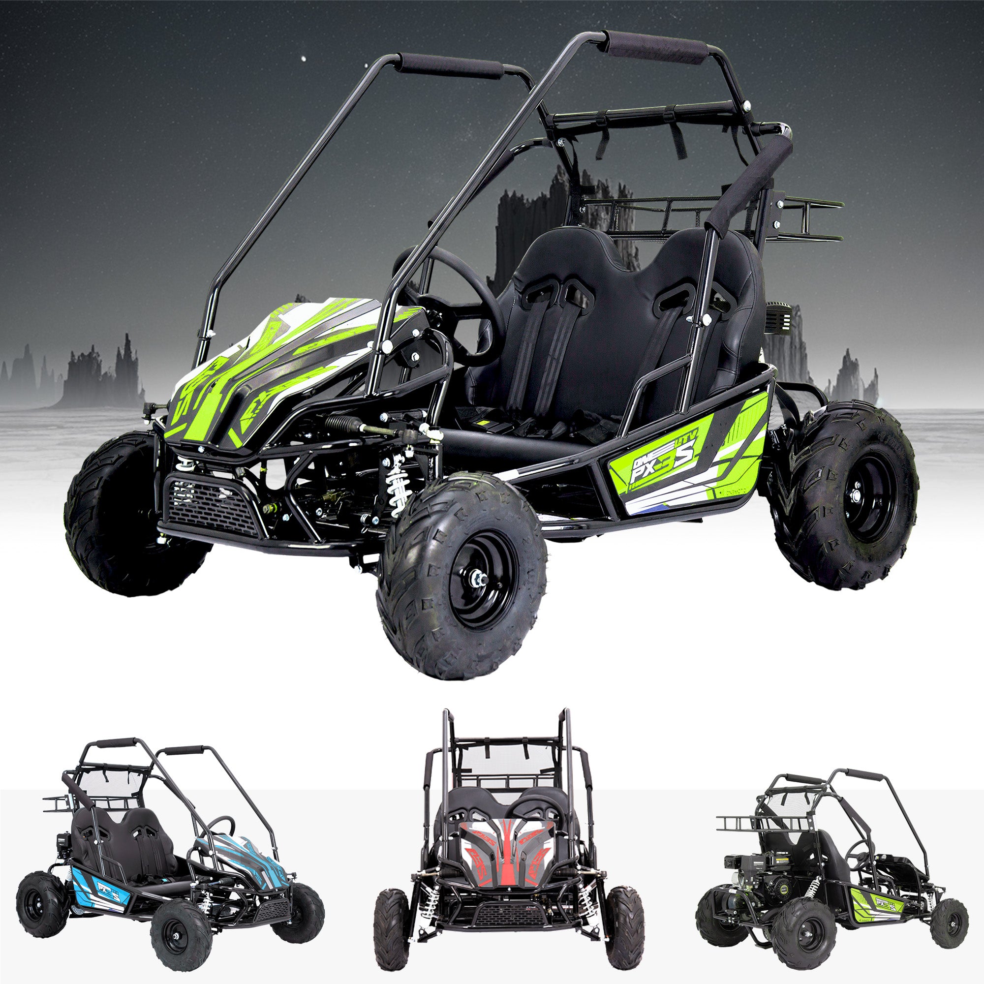 212cc 4-Stroke Kids 2 Seater Petrol UTV Buggy - Storage & Roll Cage | OneUTV™ PX3S