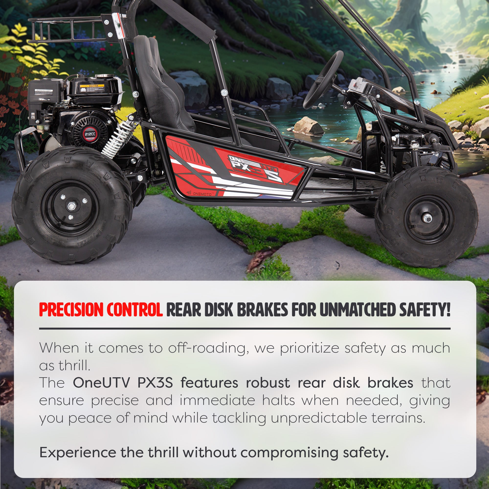 212cc 4-Stroke Kids 2 Seater Petrol UTV Buggy - Storage & Roll Cage | OneUTV™ PX3S