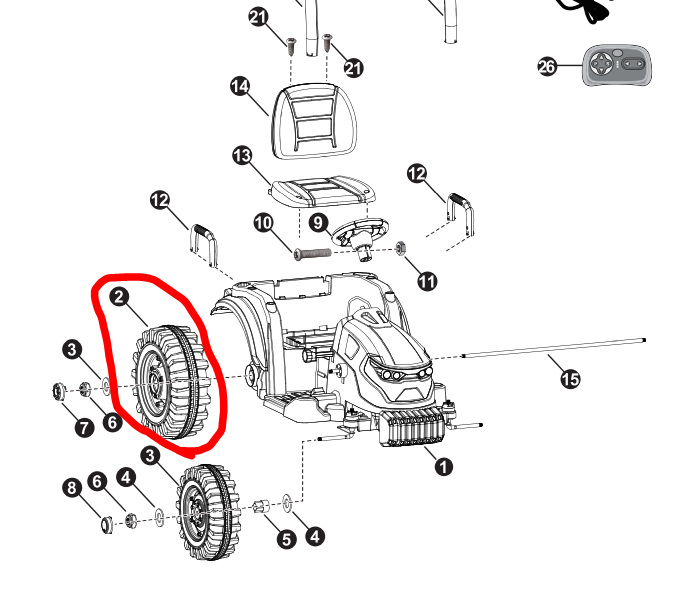 Replacement Wheel for Kids Ride on's Tractor/Digger With Trailer