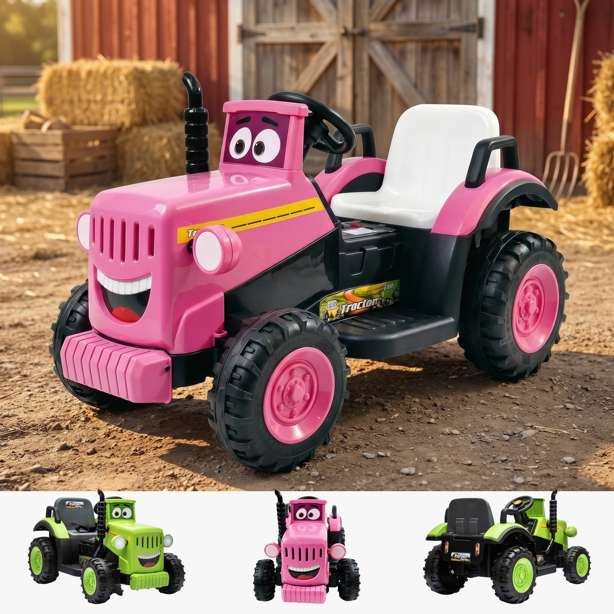 RiiRoo SmileyTrac 12V Battery Powered Kids Ride-On Tractor
