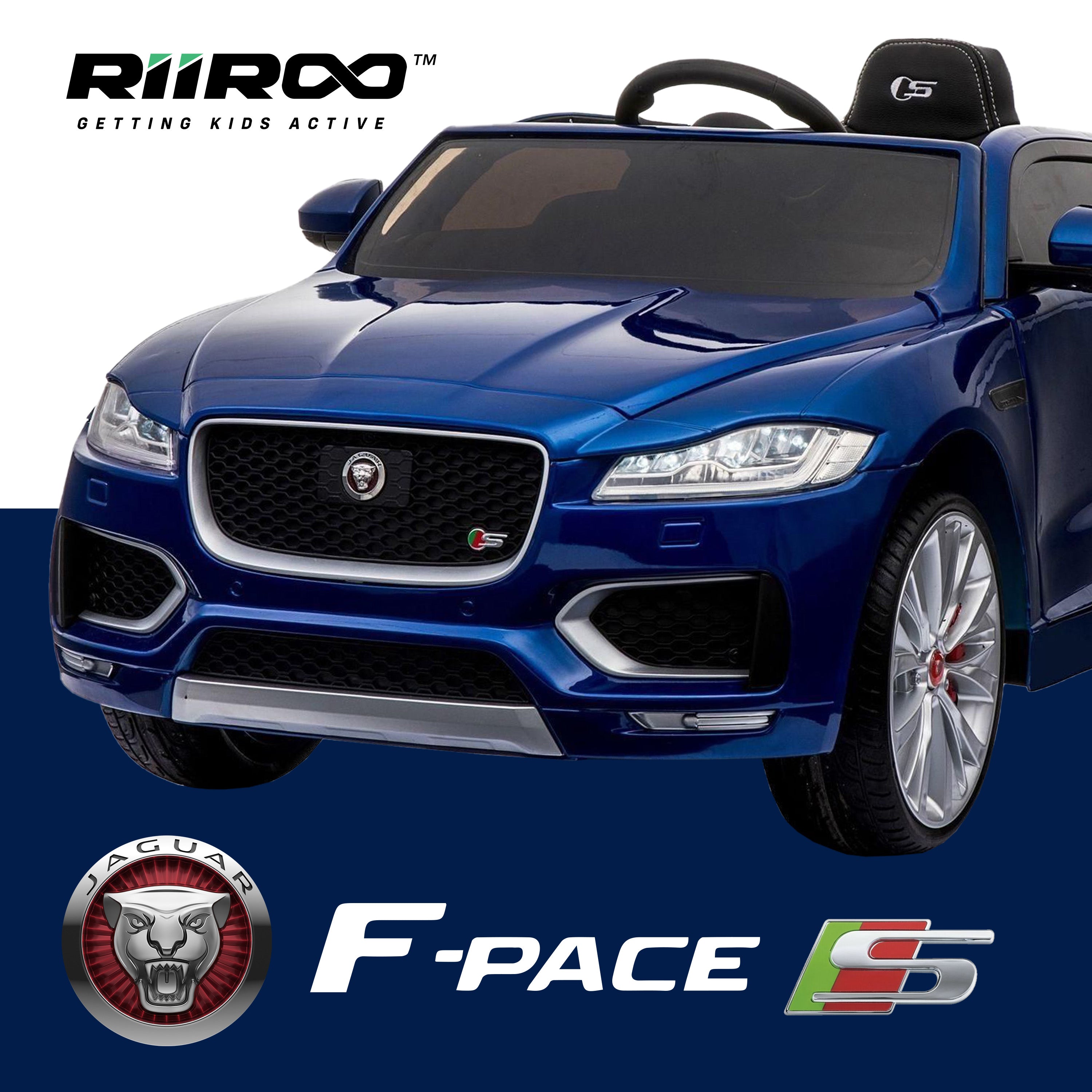 2kids jaguar f pace licensed electric battery ride on car jeep with parental remote control power wheels blue 2
