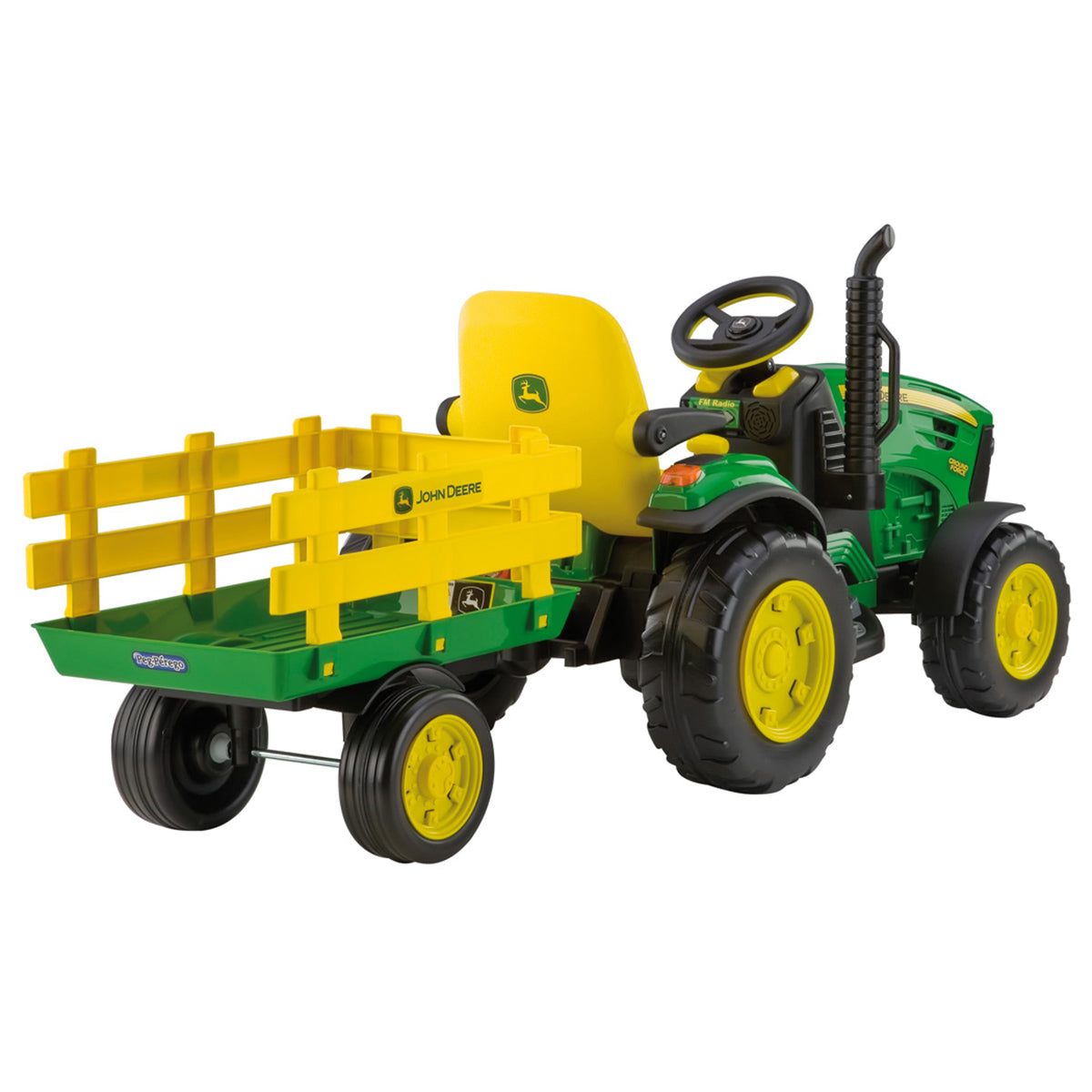 Peg Perego John Deere Ground Force with Trailer - Green & Yellow
