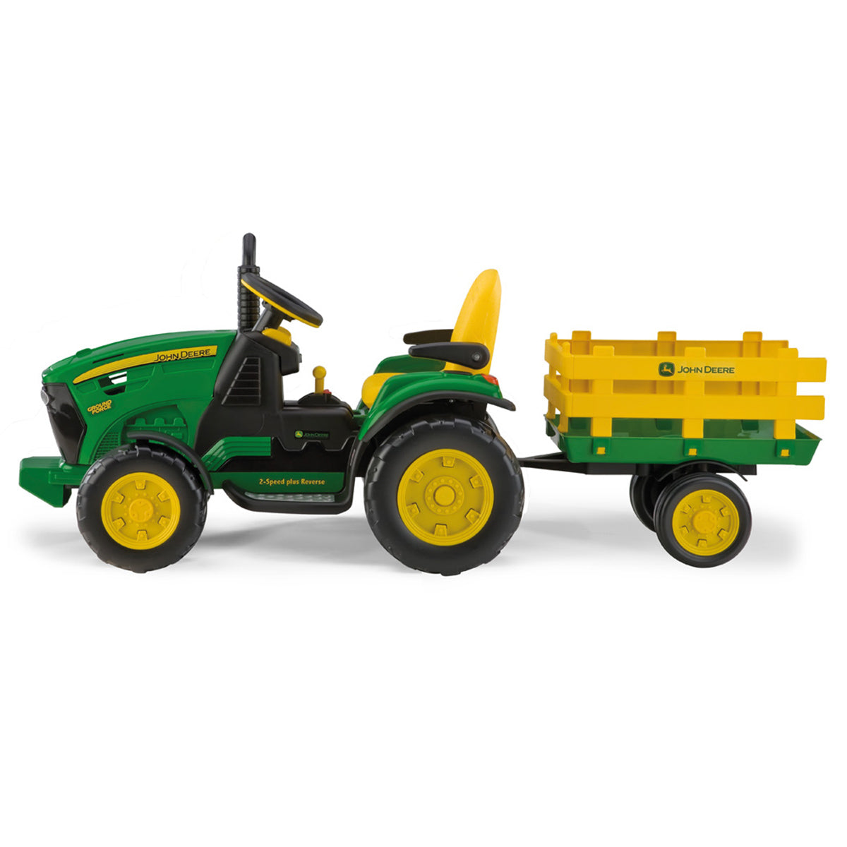 Peg Perego John Deere Ground Force with Trailer - Green & Yellow