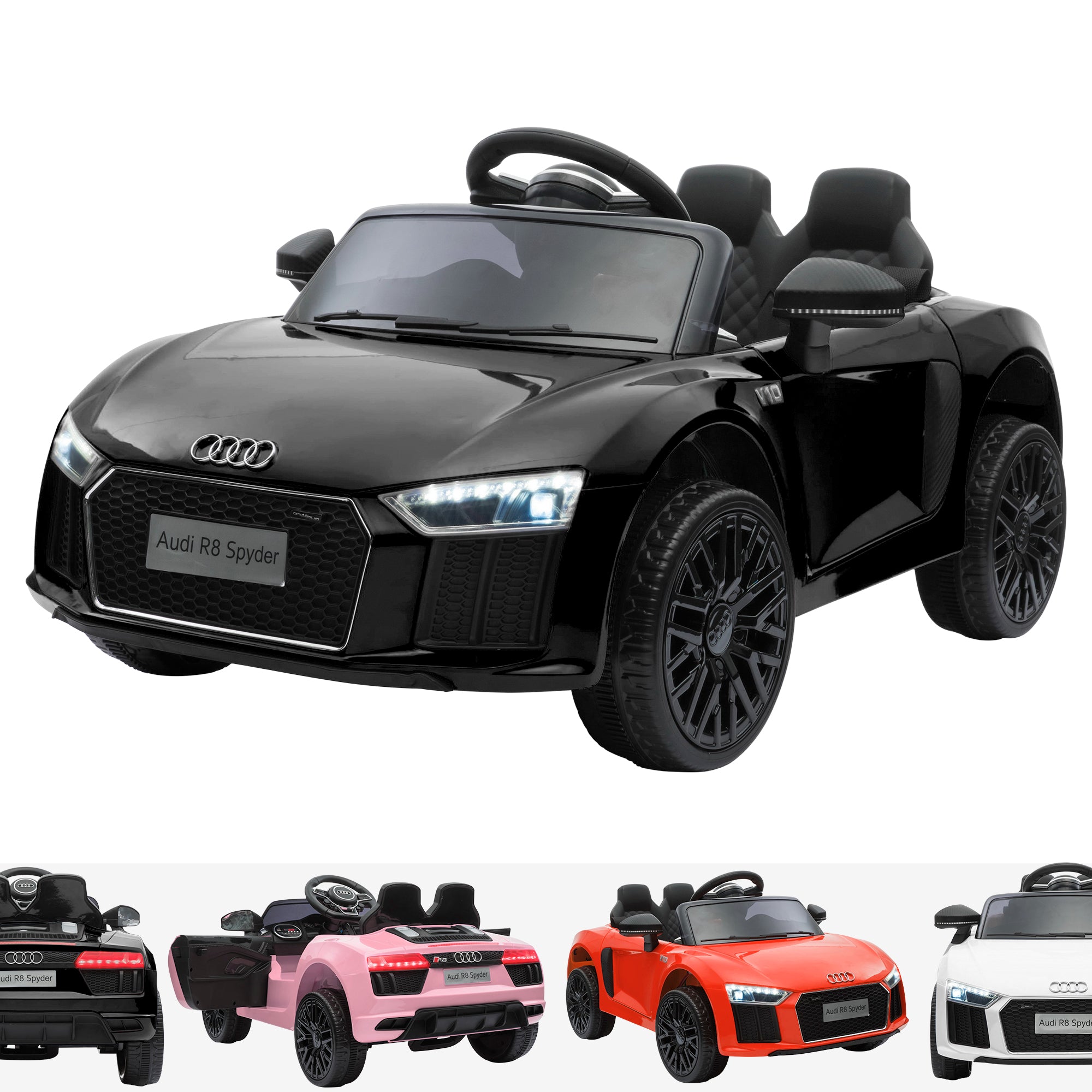 audi r8 licensed kids electric ride on car with parental remote black audi r8 spyder super sports car kids ride on 12v lights parental remote mp3