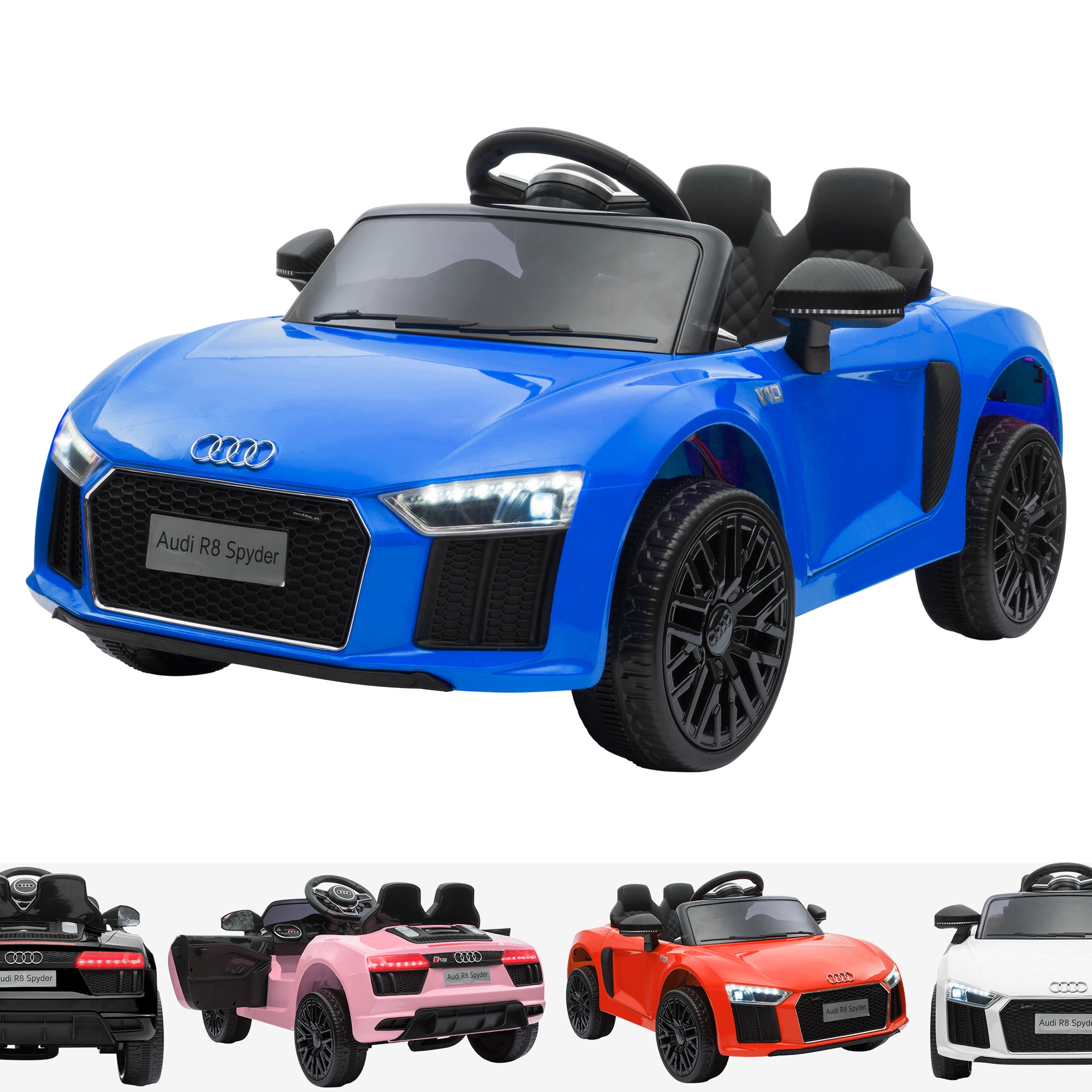 audi r8 licensed kids electric ride on car with parental remote blue audi r8 spyder super sports car kids ride on 12v lights parental remote mp3