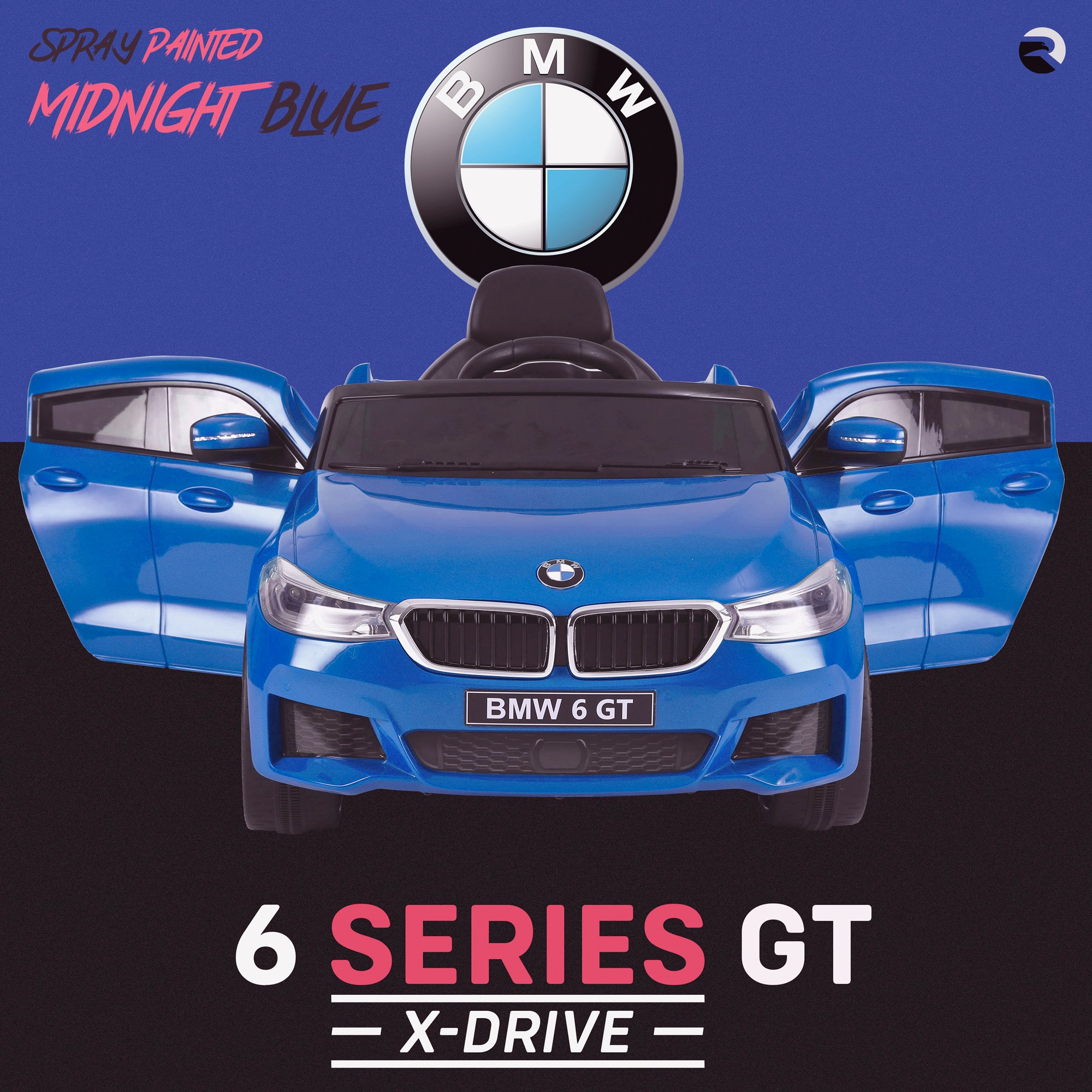 kids 12v electric bmw 6 series gt x drive 2019 battery operated kids ride on car with parental remote control front doors open spray blue m sport licensed