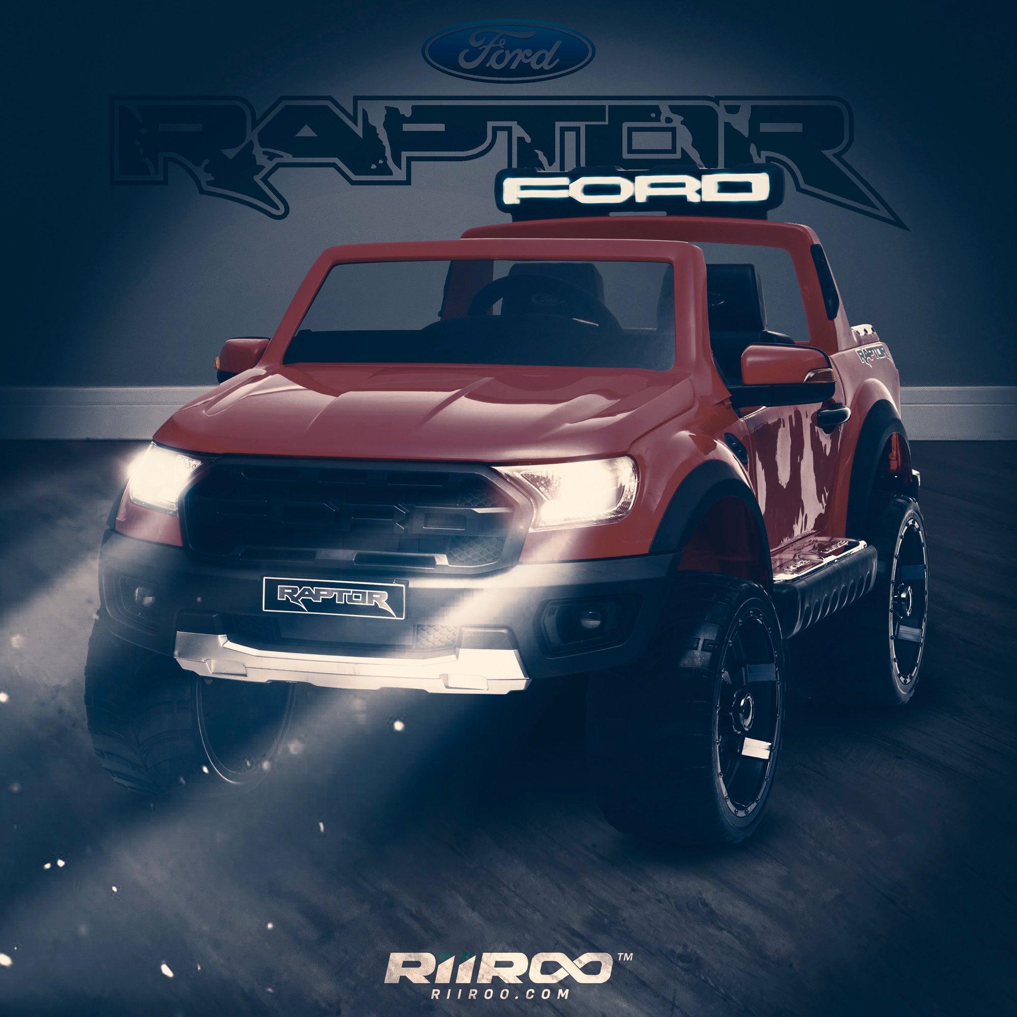 kids 12v electric ford ranger raptor f150 battery operated ride on car with parental remote control nightime red wildtrak 2wd