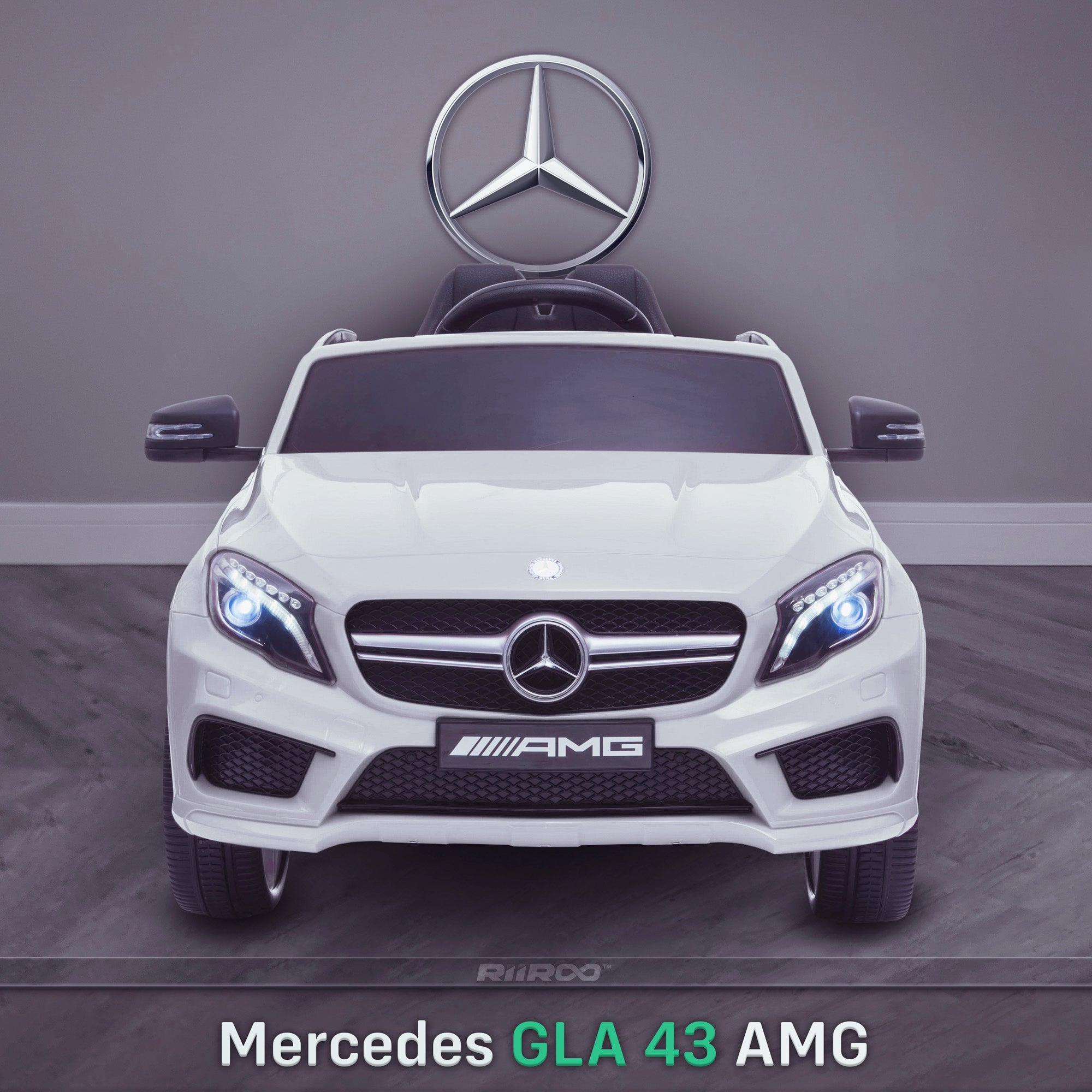 kids 12v electric mercedes gla 43 amg car licesend battery operated ride on car with parental remote control main front direct white White 45 licensed 2wd