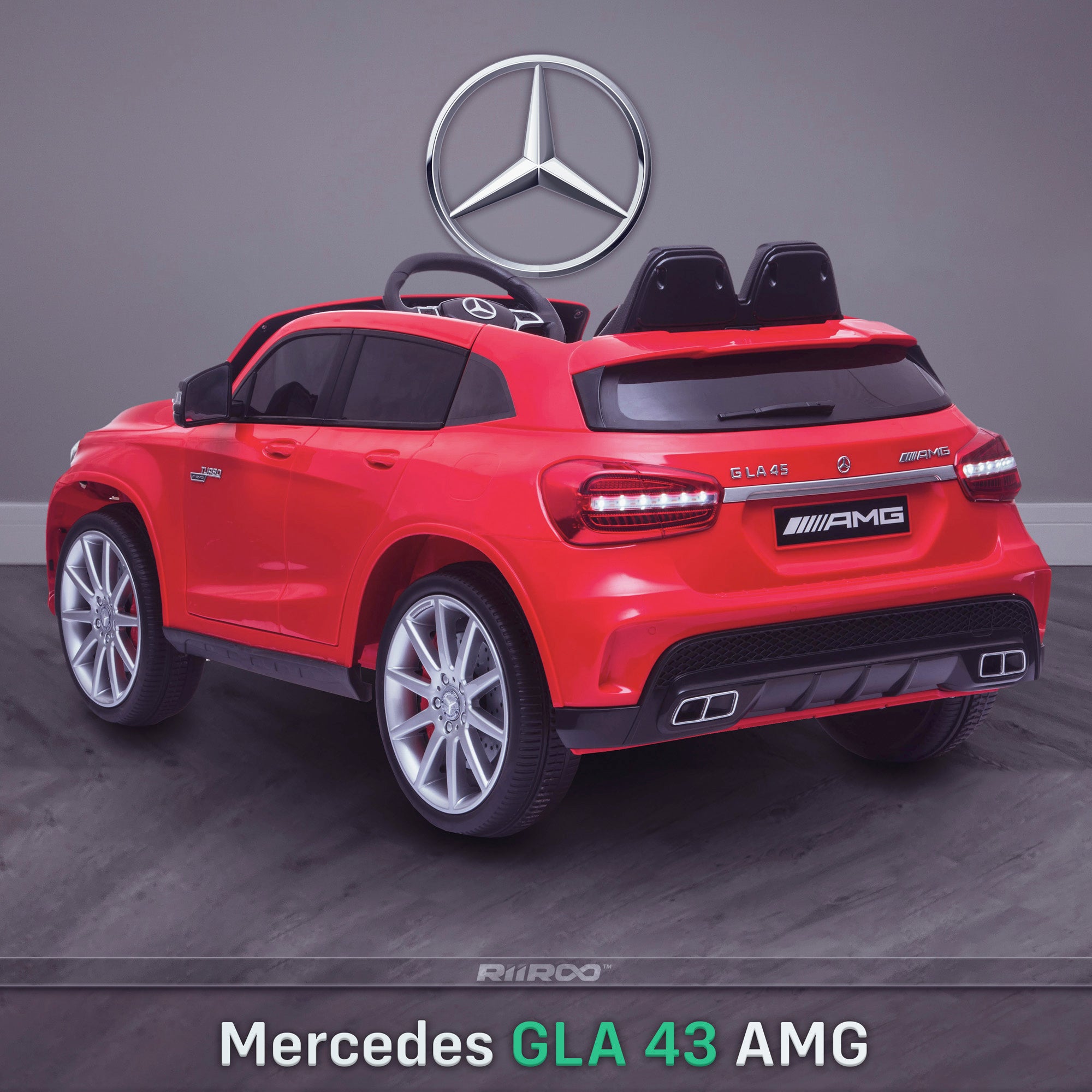 kids 12v electric mercedes gla 43 amg car licesend battery operated ride on car with parental remote control main rear angle red 45 licensed 2wd