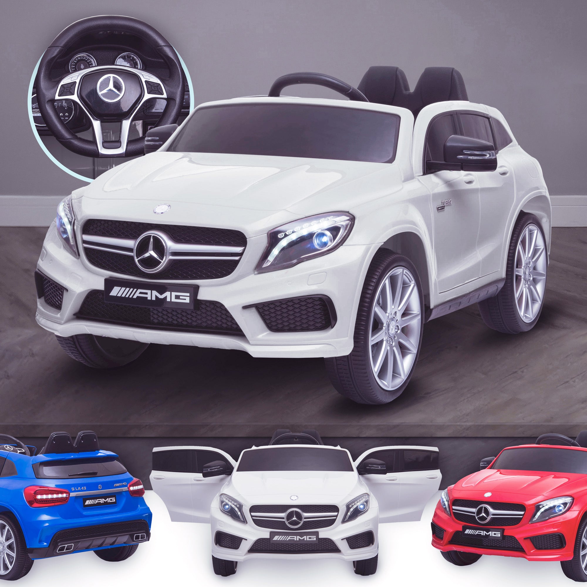kids 12v electric mercedes gla 43 amg car licesend battery operated ride on car with parental remote control main white 45 licensed 2wd