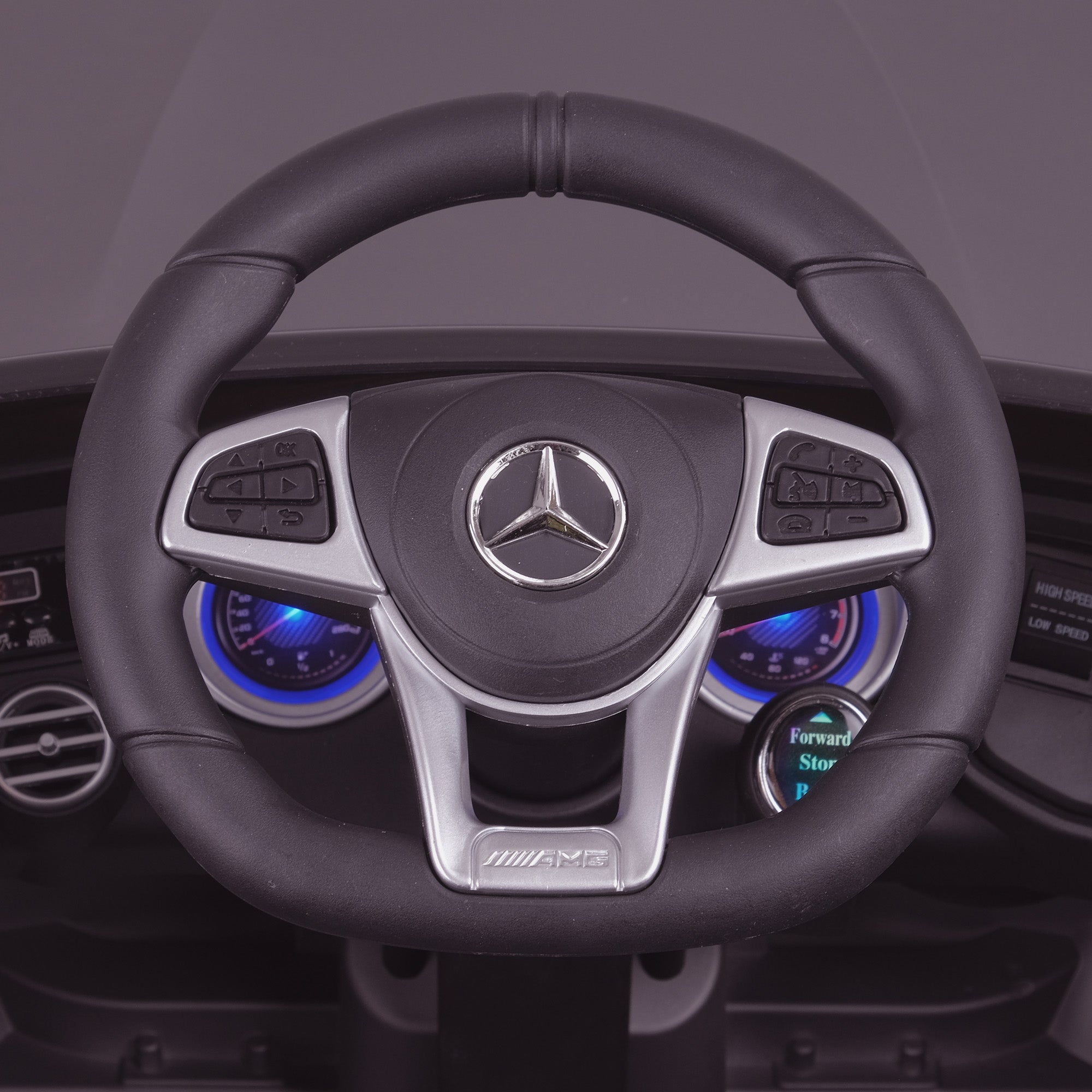 kids 12v electric mercedes glc 63s coupe battery car jeep pick up battery operated ride on car with parental remote control mat gray steering wheel close up benz amg licensed 2wd