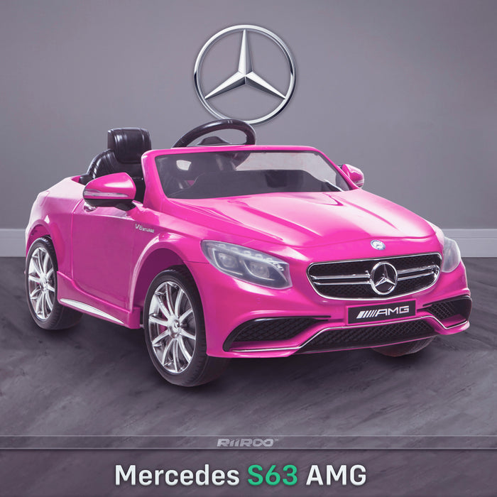 kids 12v electric mercedes s63 amg car licesend battery operated ride on car with parental remote control main pink front angle 2wd