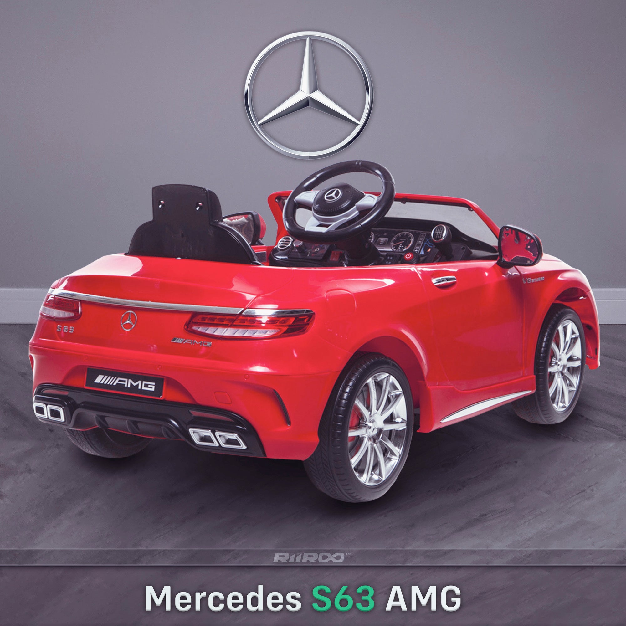 kids 12v electric mercedes s63 amg car licesend battery operated ride on car with parental remote control main rear angle 2 red 2wd