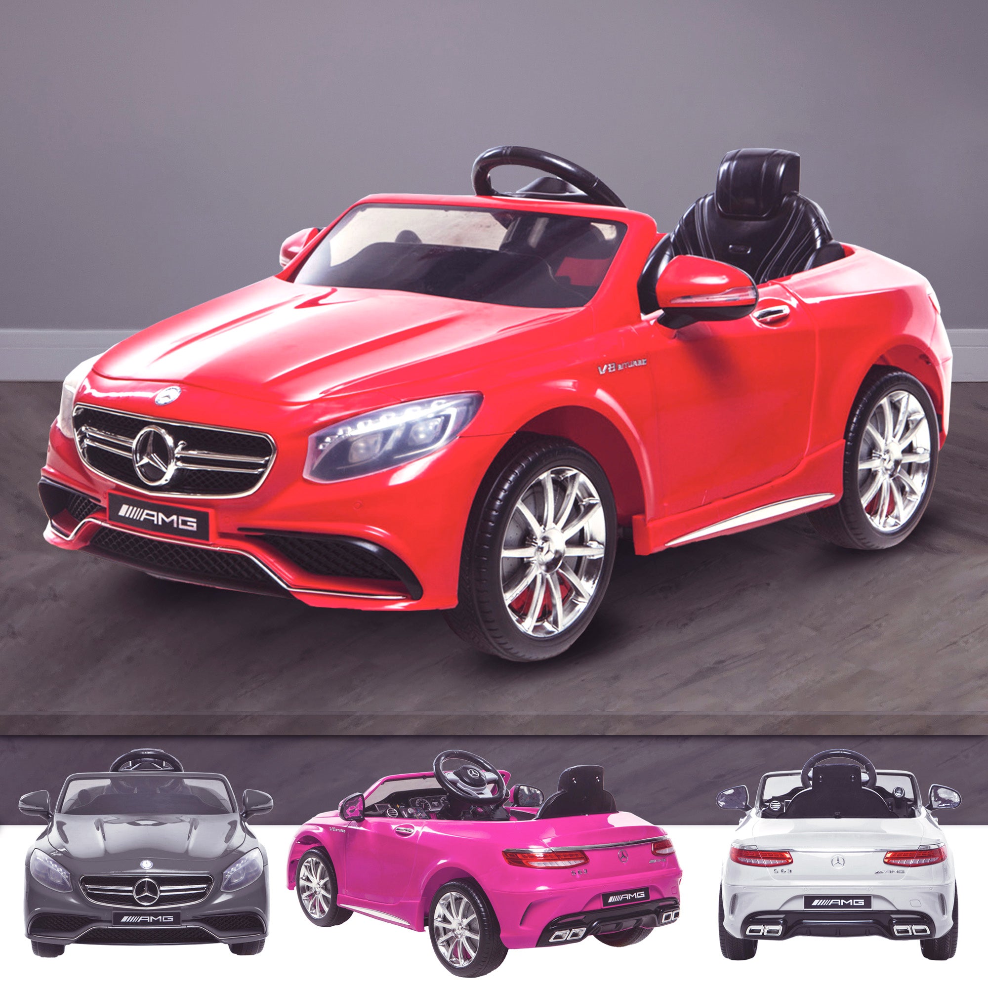 kids 12v electric mercedes s63 amg car licesend battery operated ride on car with parental remote control main red Red 2wd