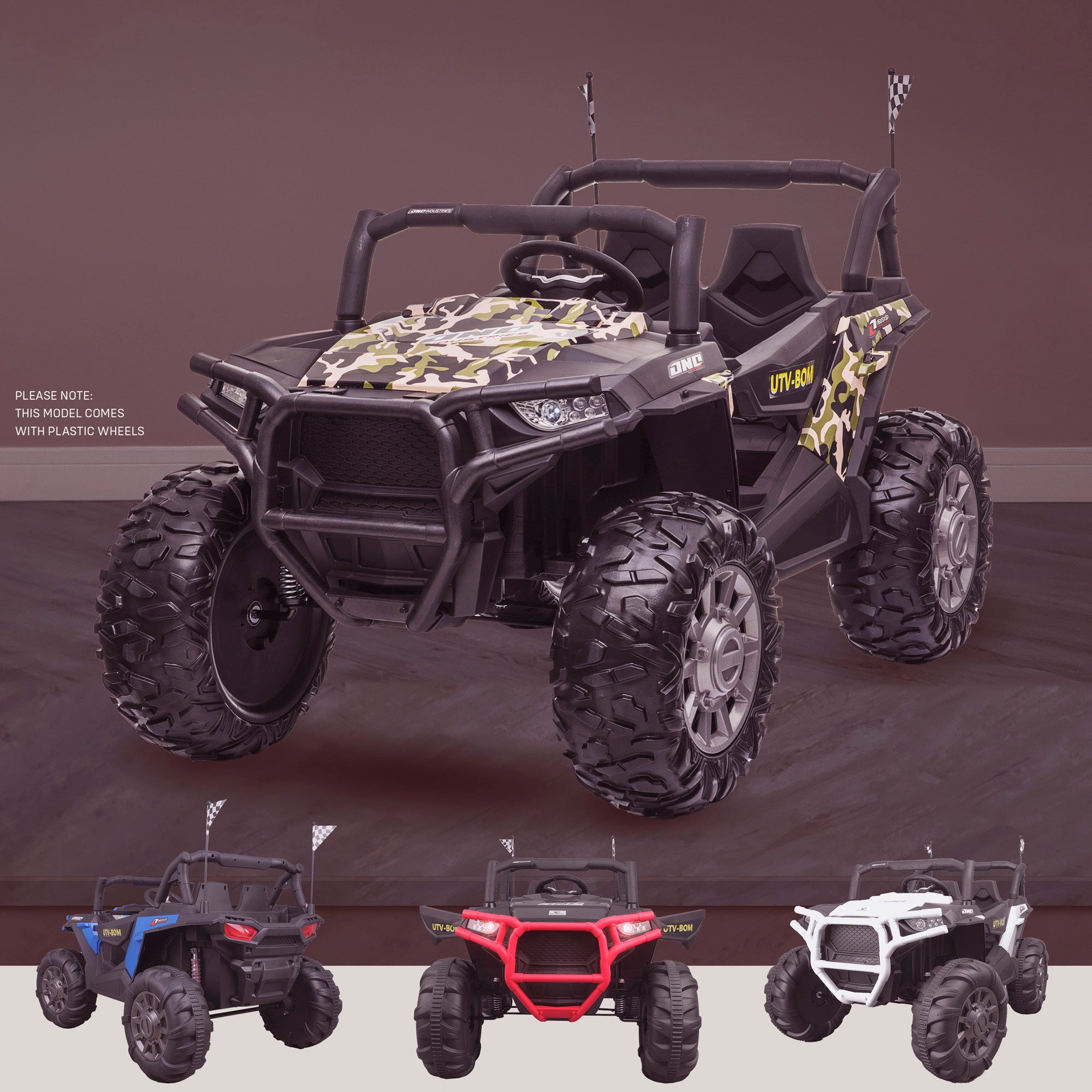 kids 12v maxpow 2s utv mx electric ride on utv car quad with parental control bluetooth camo Camo riiroo buggy 2wd