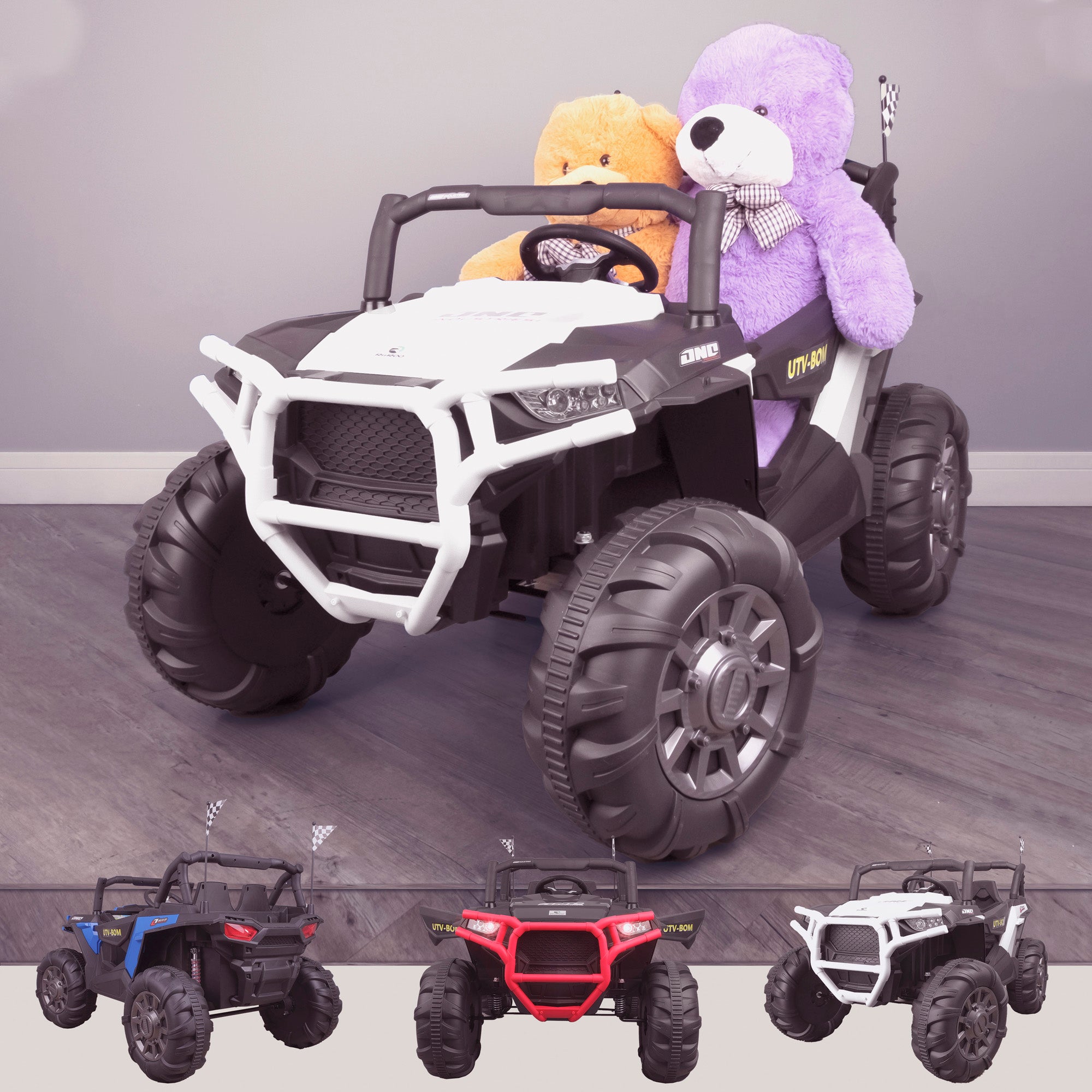 kids 12v maxpow 2s utv mx electric ride on utv car quad with parental control bluetooth white White riiroo buggy 2wd