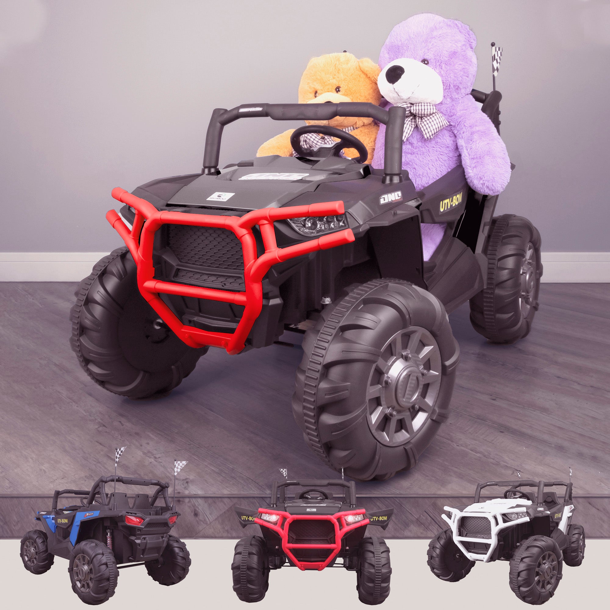 kids 12v maxpow 2s utv mx electric ride on utv car quad with parental control bluetooth Black riiroo buggy 2wd