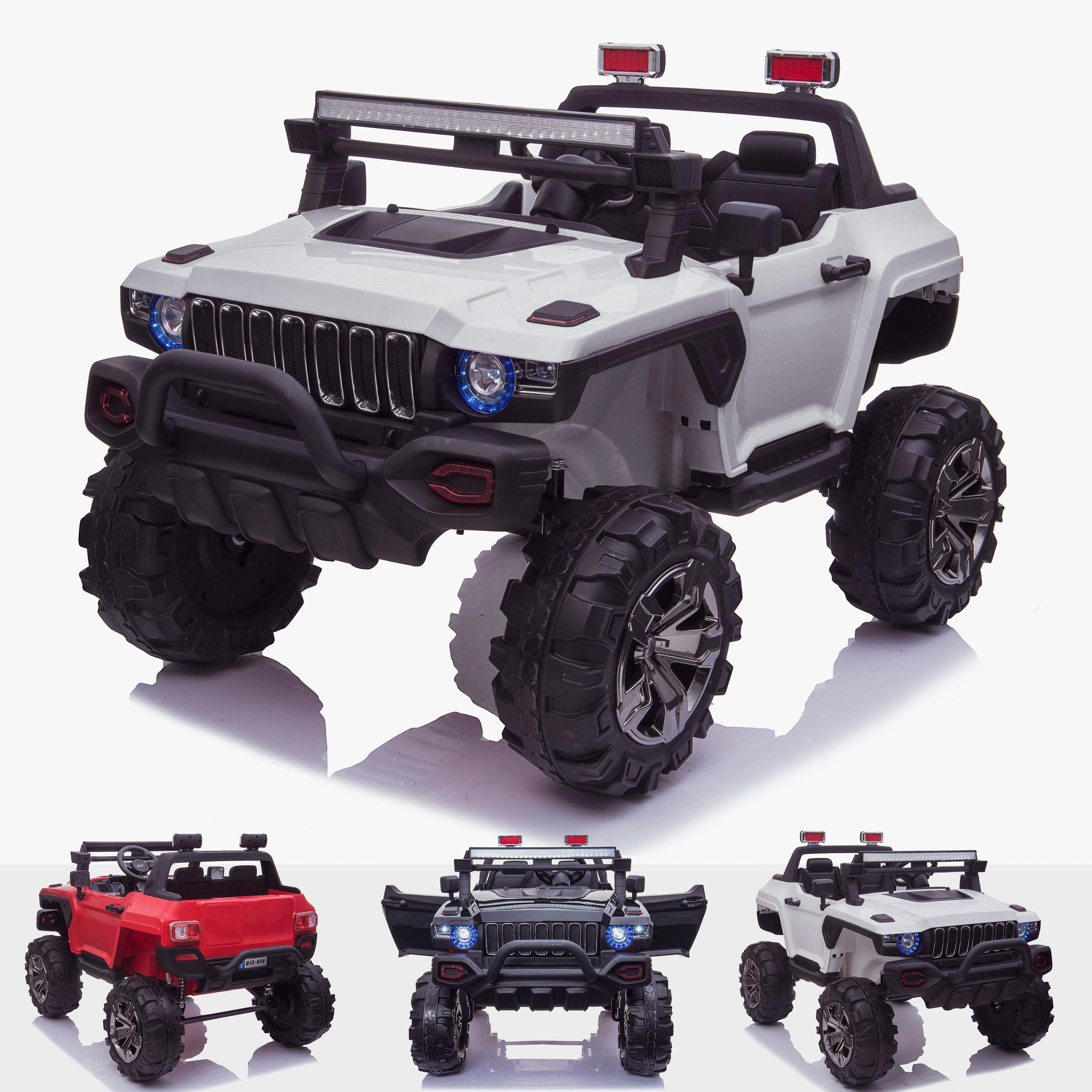 kids 24v hummer style ride on car jeep with parental remote control two seater main white White 2 4wd