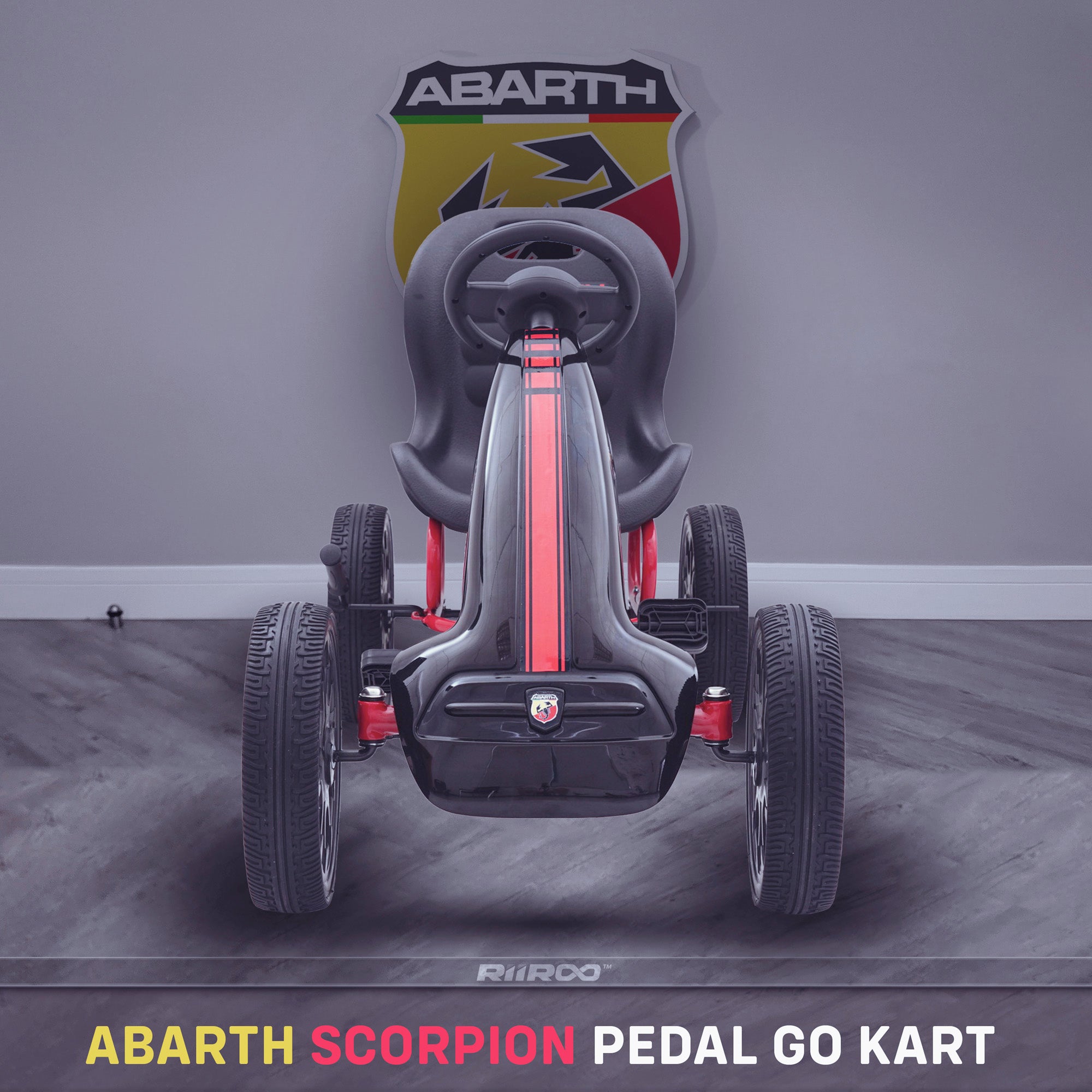 kids abarth ride on pedal go kart pedal powered ride on black 3 Black scorpion
