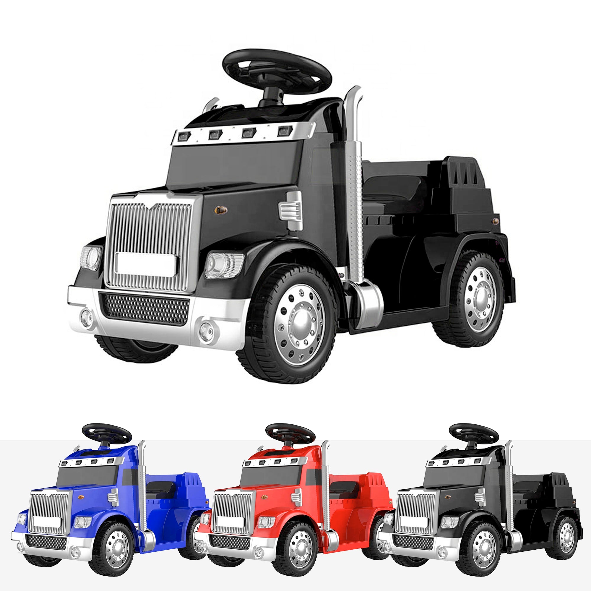 kids american truck electric ride on truck with usb port black Black 6v