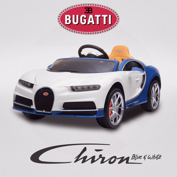 kids bugatti chiron licensed electric ride on car blue white 12v