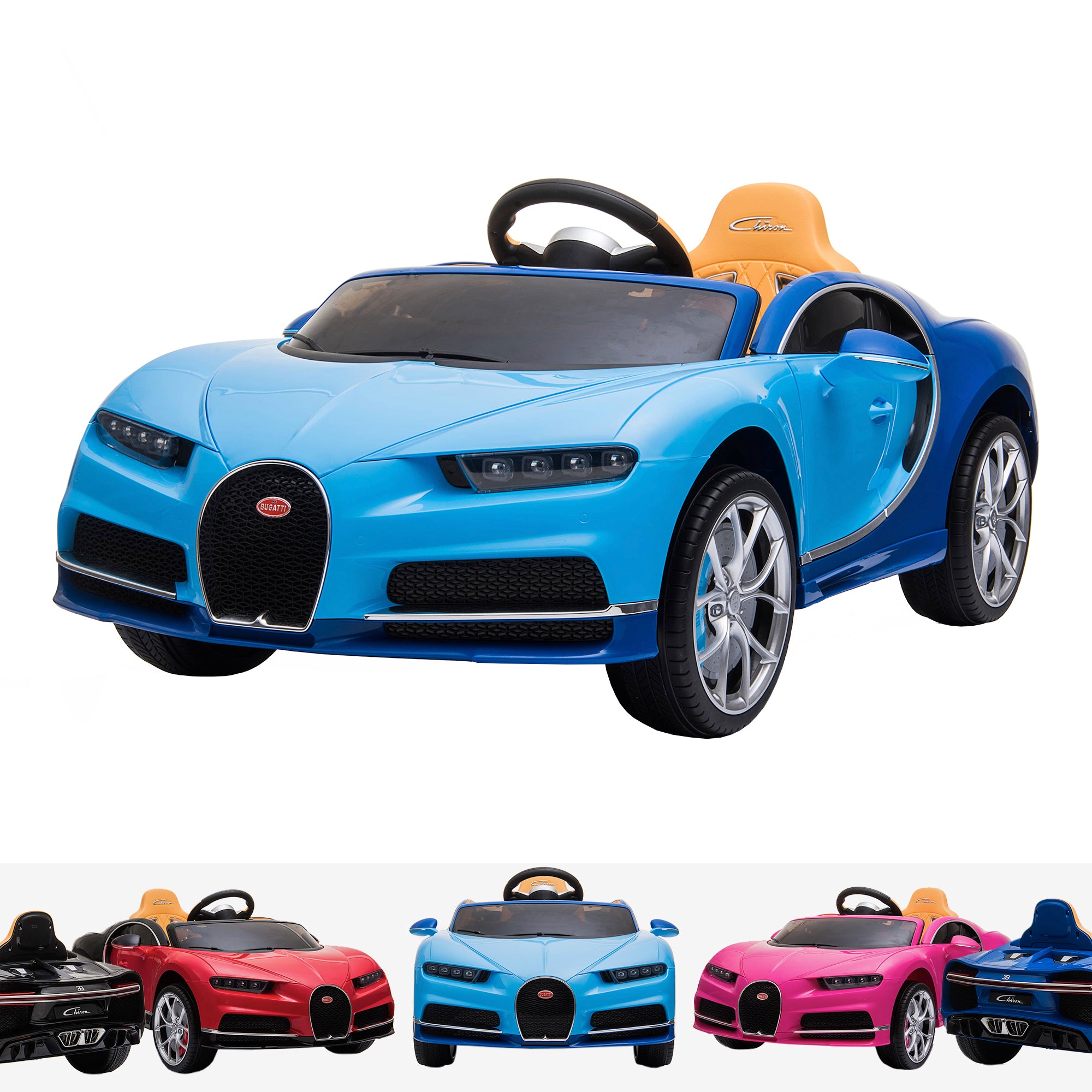 kids bugatti chiron licensed electric ride on car blue 12v