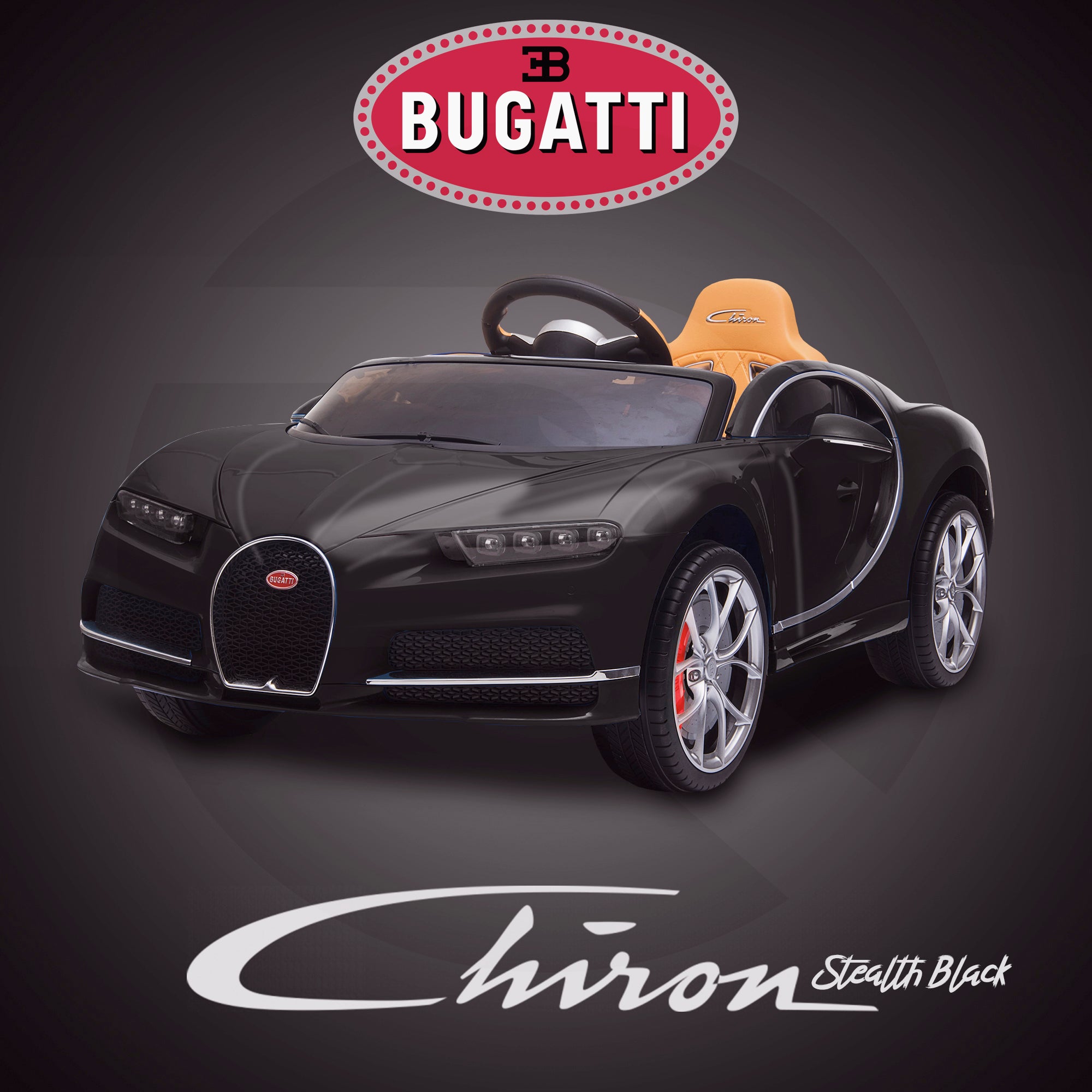 kids bugatti chiron licensed electric ride on car stealth black 12v
