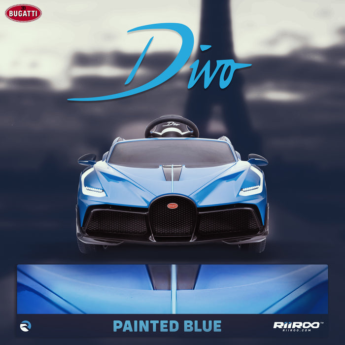 kids bugatti divo licensed ride on electric car supercar with parental remote control lifestyle blue 12v