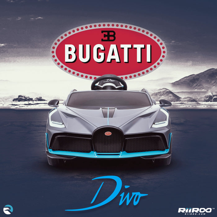 kids bugatti divo licensed ride on electric car supercar with parental remote control main front lifestyle 12v