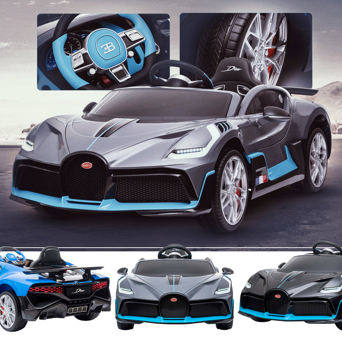 kids bugatti divo licensed ride on electric car supercar with parental remote control main gray Painted Grey 12v