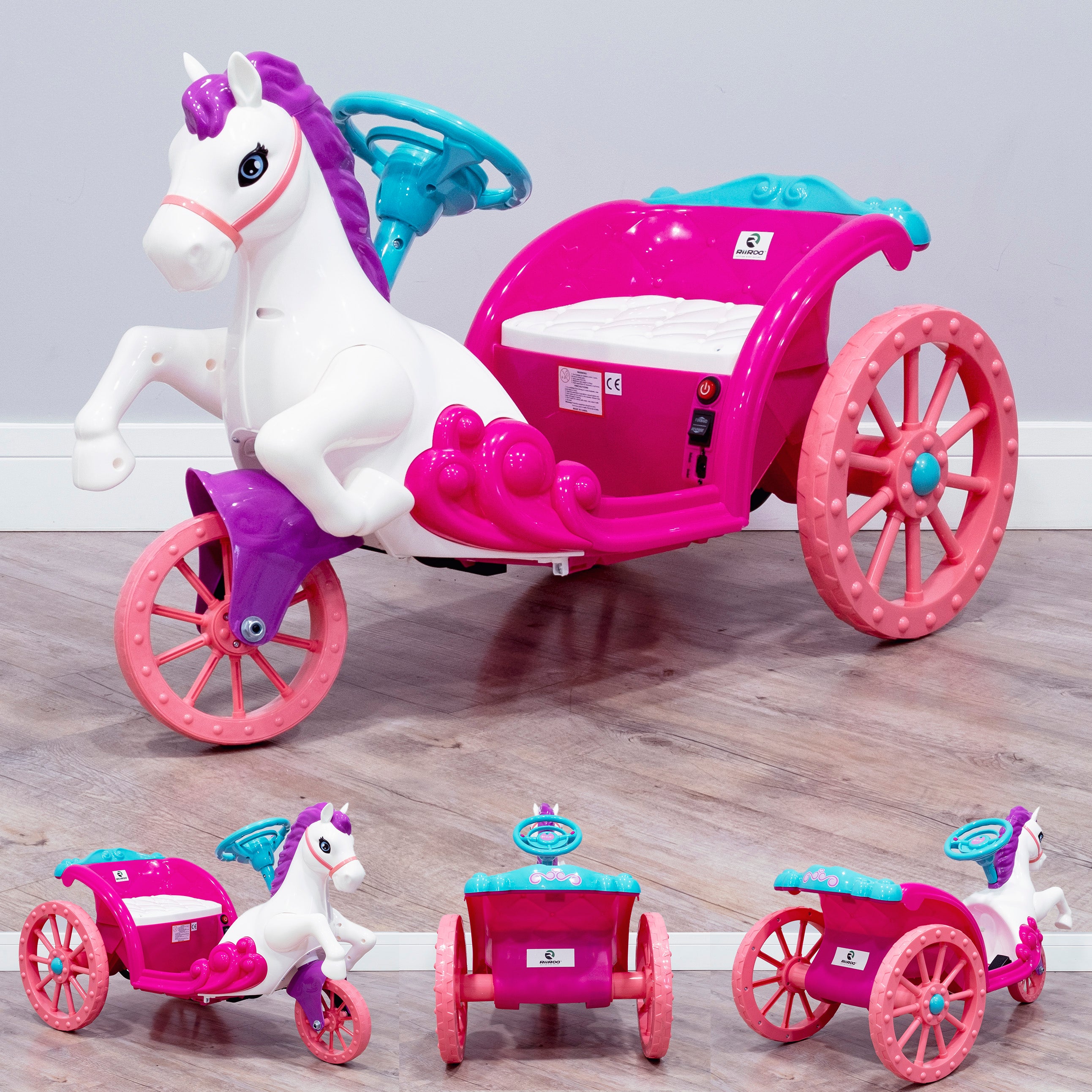 Unicorn Ride On Princess Carriage In Pink β RiiRoo