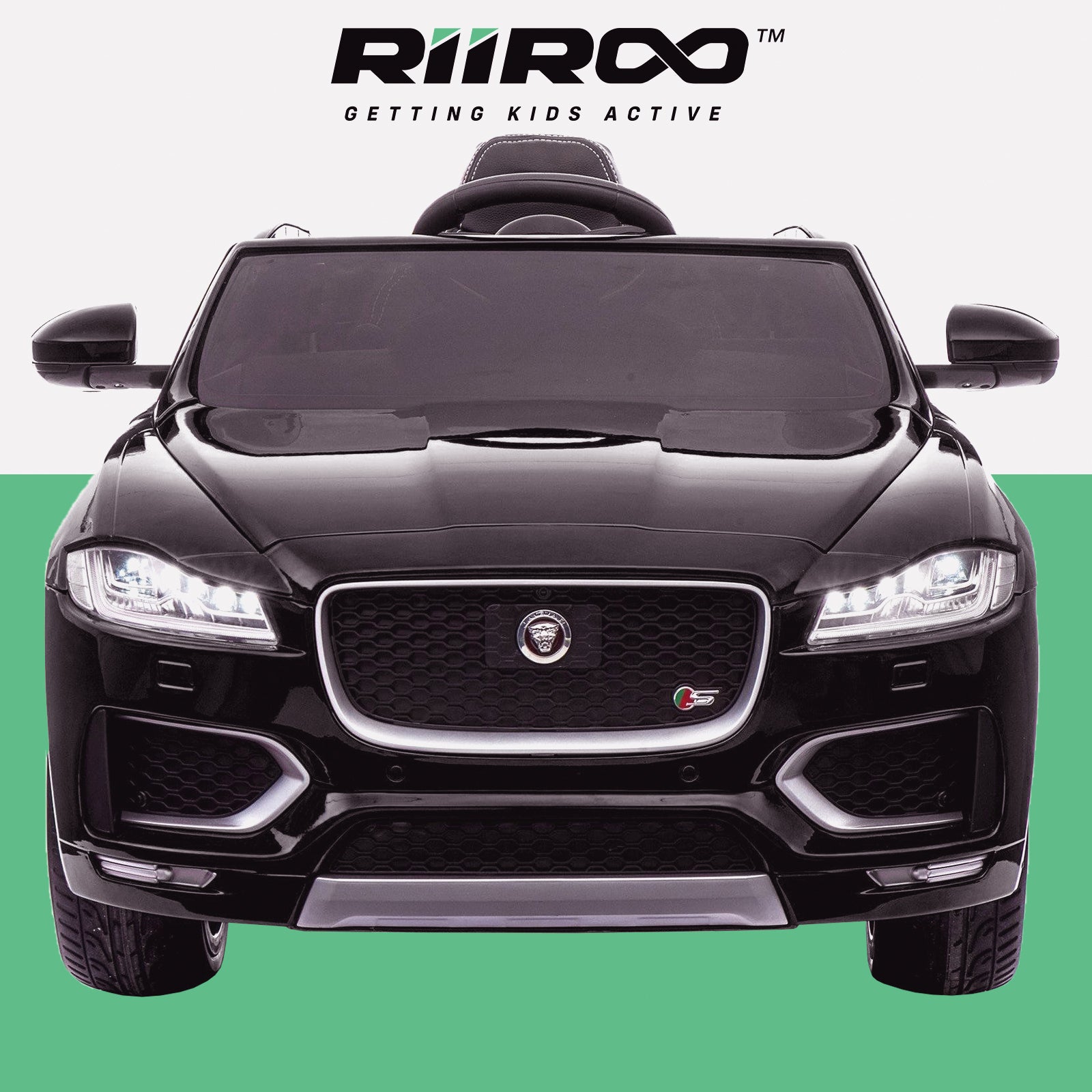 kids electric ride on jaguar f pace licensed battery operated car with parental remote control 12v front 2 black