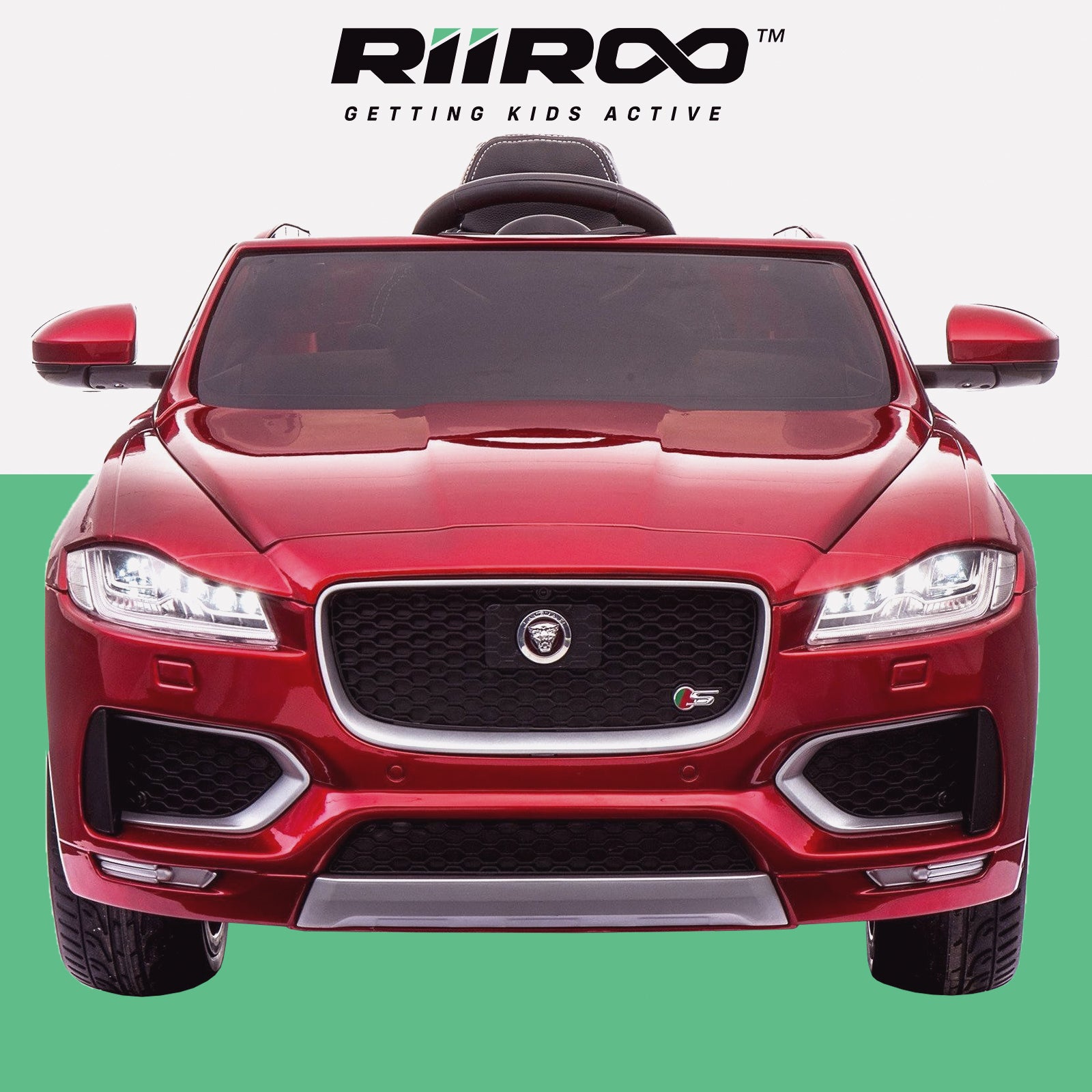 kids electric ride on jaguar f pace licensed battery operated car with parental remote control 12v front 2 red