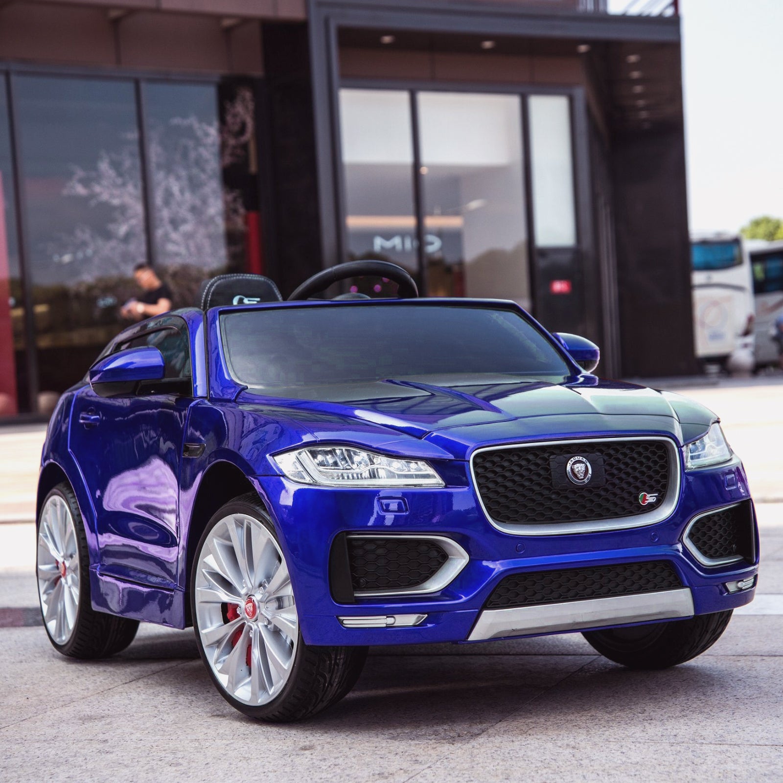 kids electric ride on jaguar f pace licensed battery operated car with parental remote control 12v life style blue