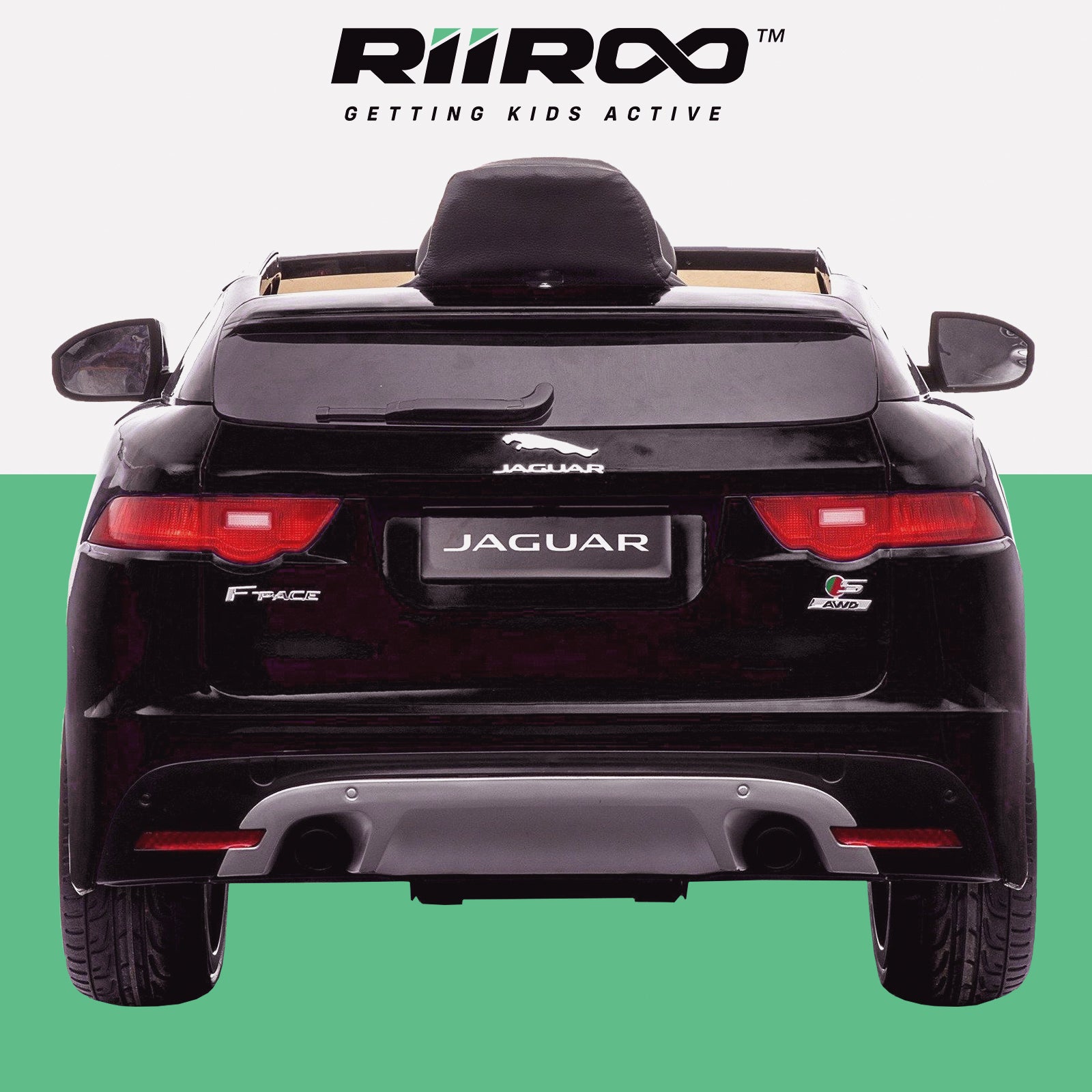 kids electric ride on jaguar f pace licensed battery operated car with parental remote control 12v rear 2 black