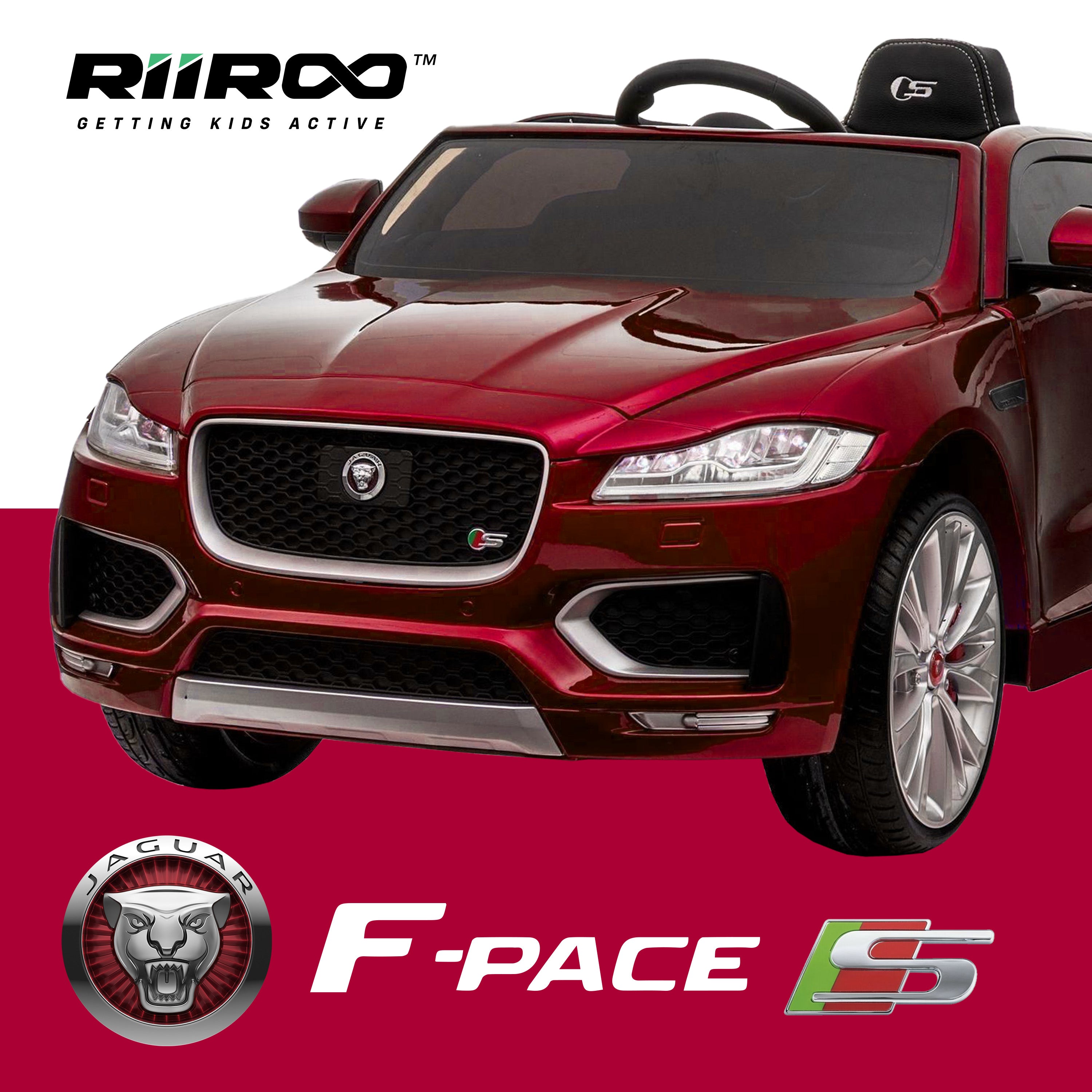 kids jaguar f pace licensed electric battery ride on car jeep with parental remote control power wheels red 2